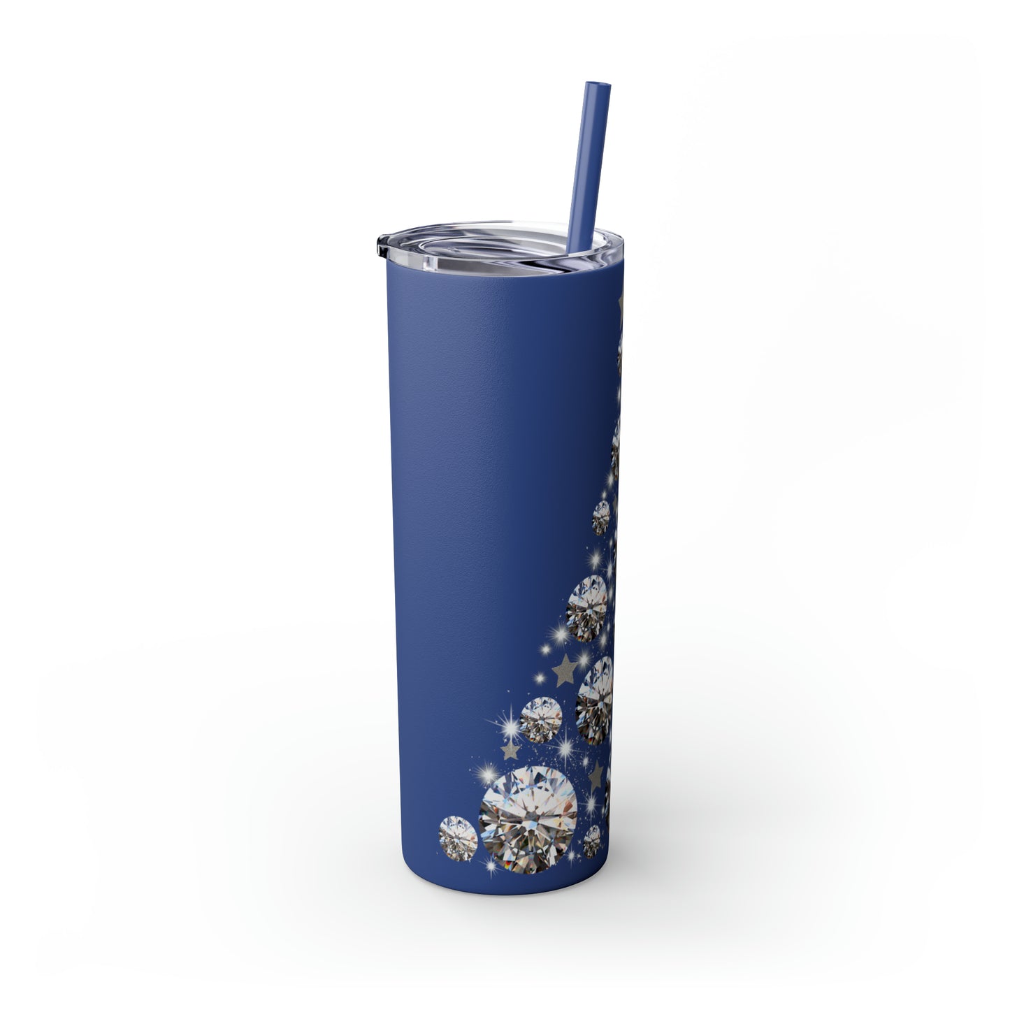 ~Glitter Tree~ Christmas Skinny Tumbler with Straw, 20oz