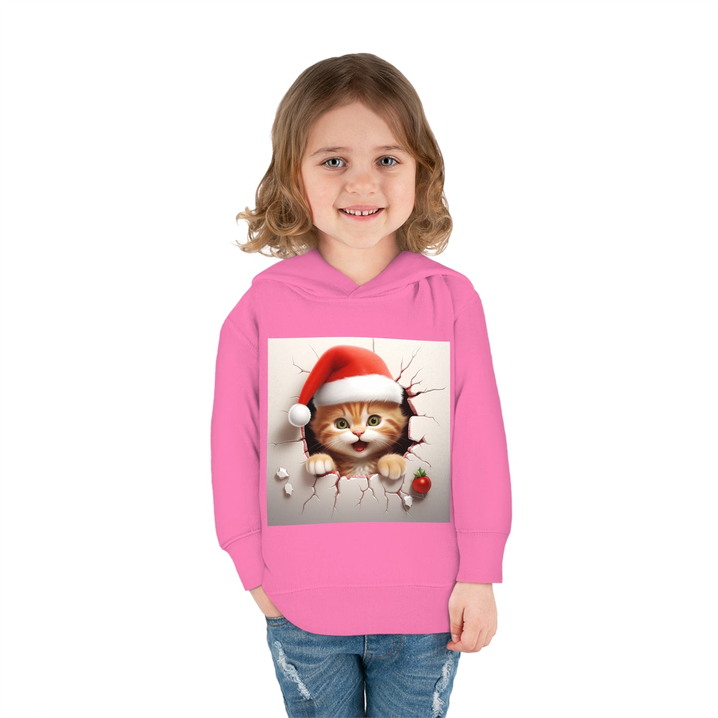 ~Kitten~ 3D Christmas Toddler Pullover Fleece Hoodie by Rabbit Skins