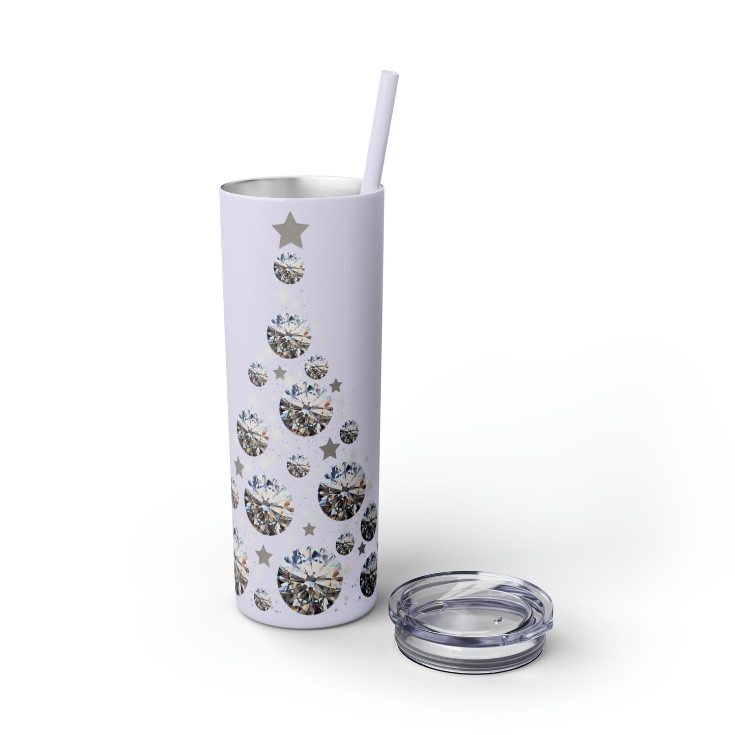 ~Glitter Tree~ Christmas Skinny Tumbler with Straw, 20oz