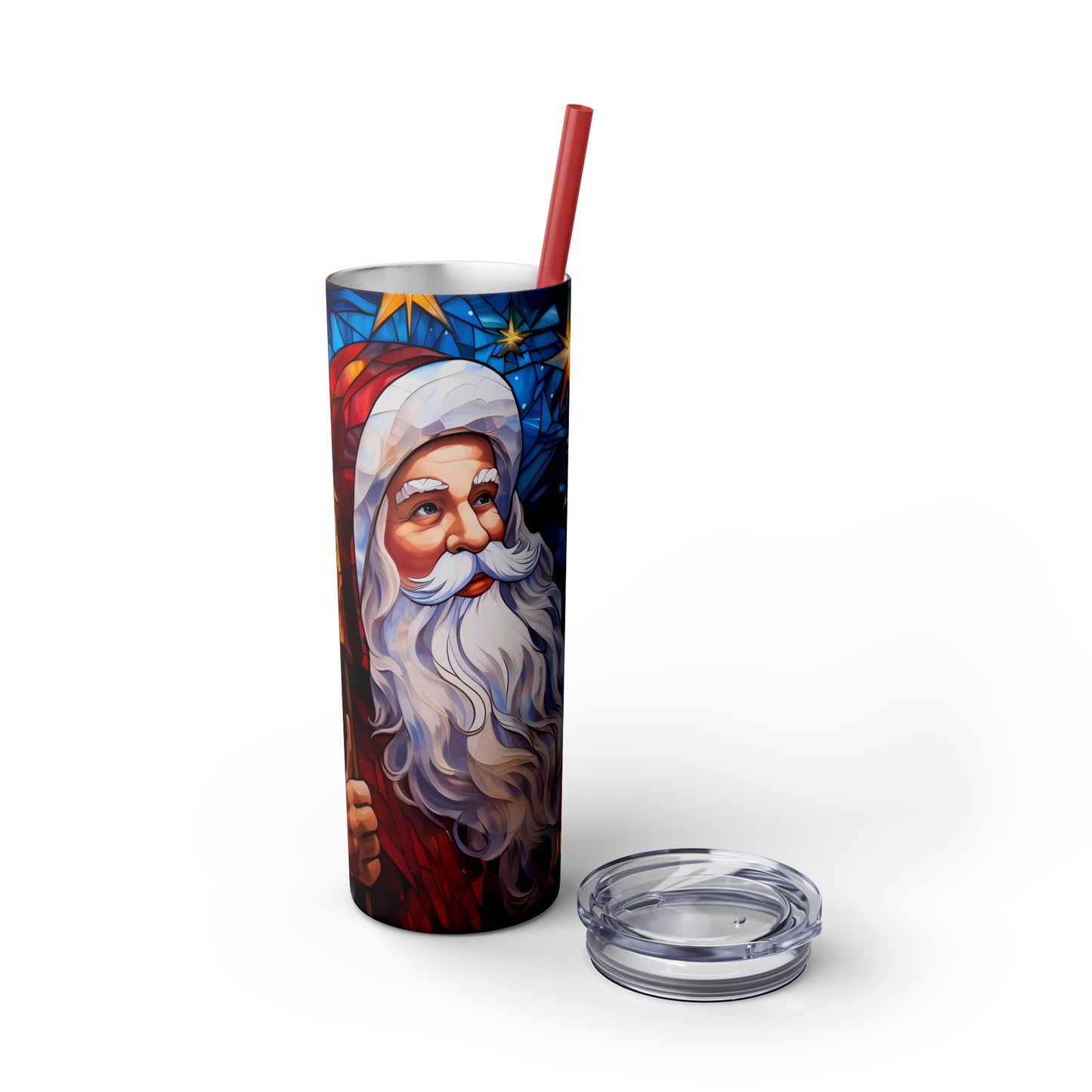 ~Santa~ Christmas Skinny Tumbler with Straw, 20oz