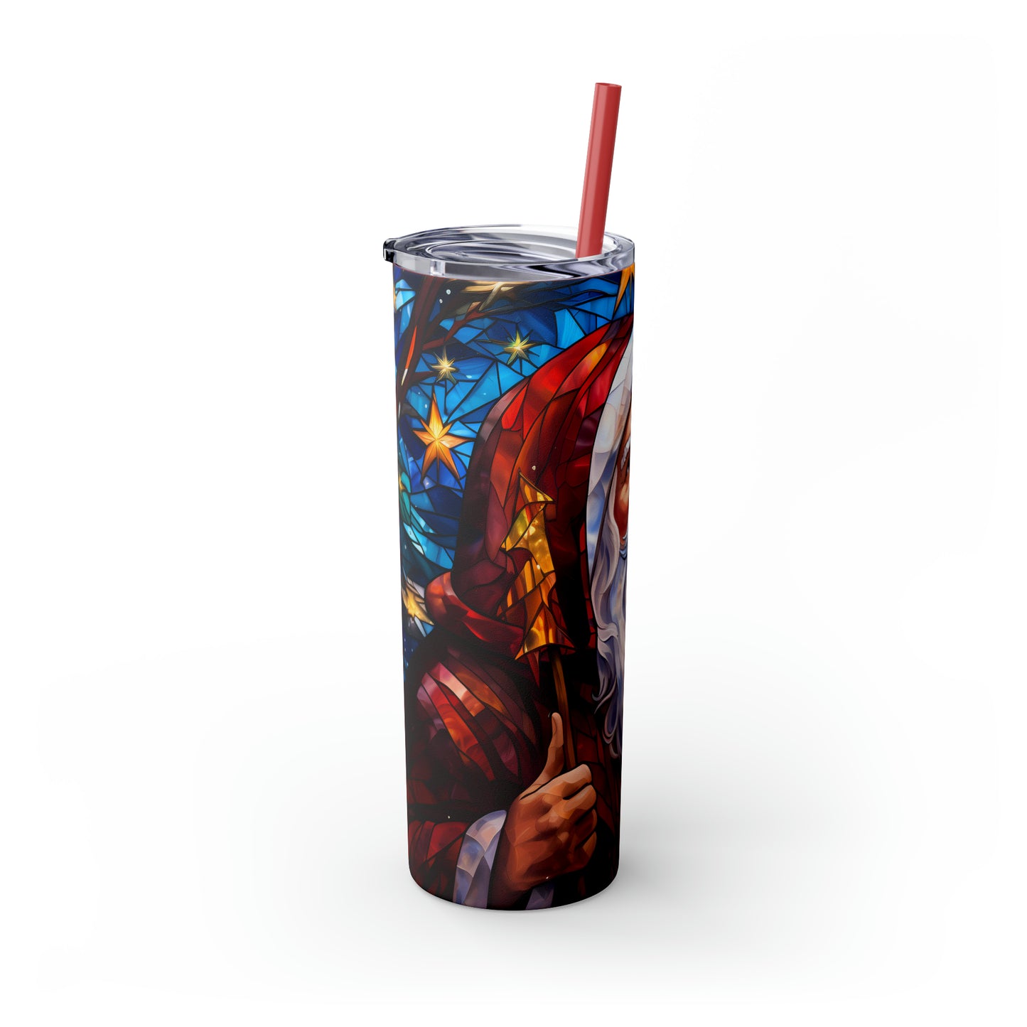 ~Santa~ Christmas Skinny Tumbler with Straw, 20oz