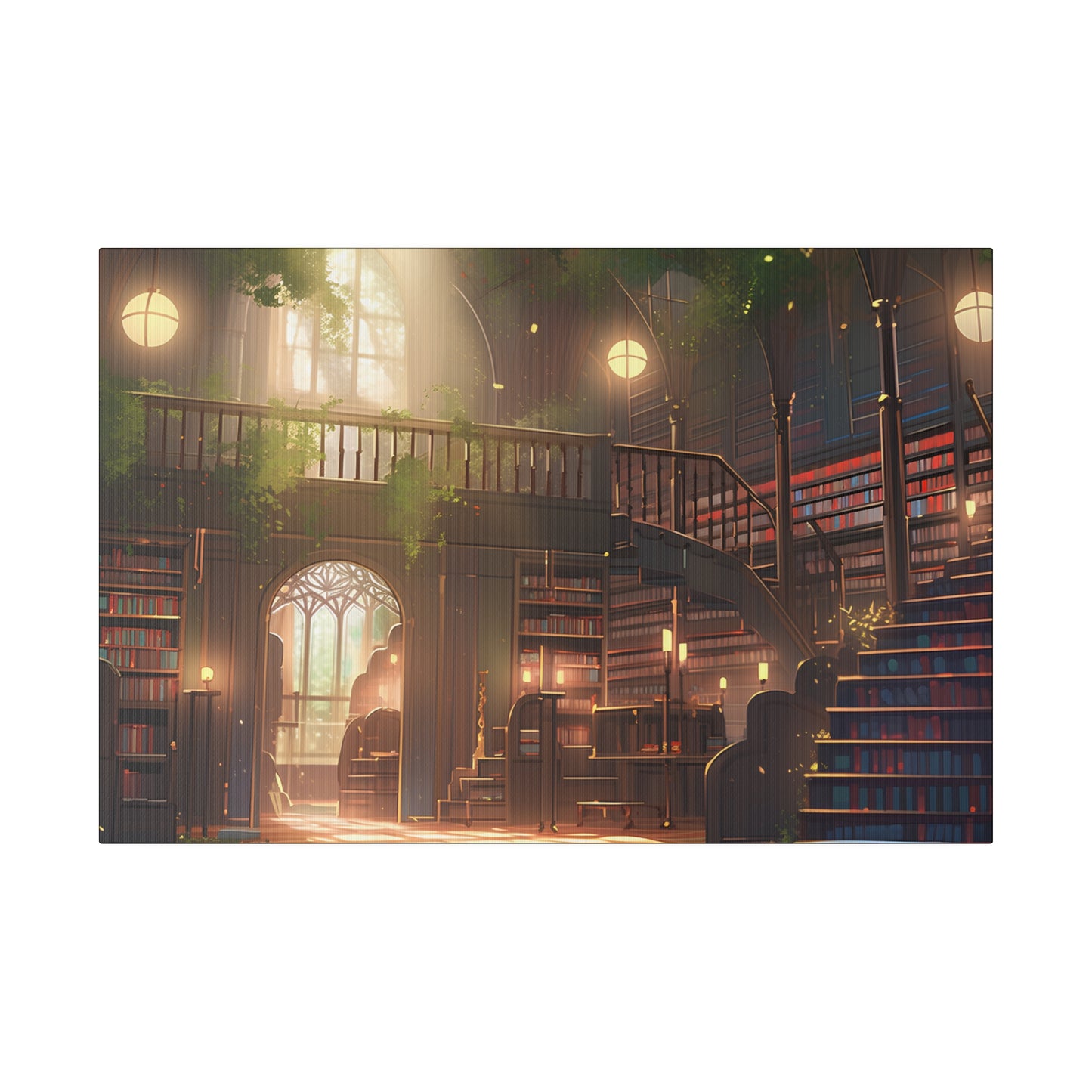 Dark Academia ~Dream Library~ Watercolor Print Matte Canvas, Stretched, 0.75"