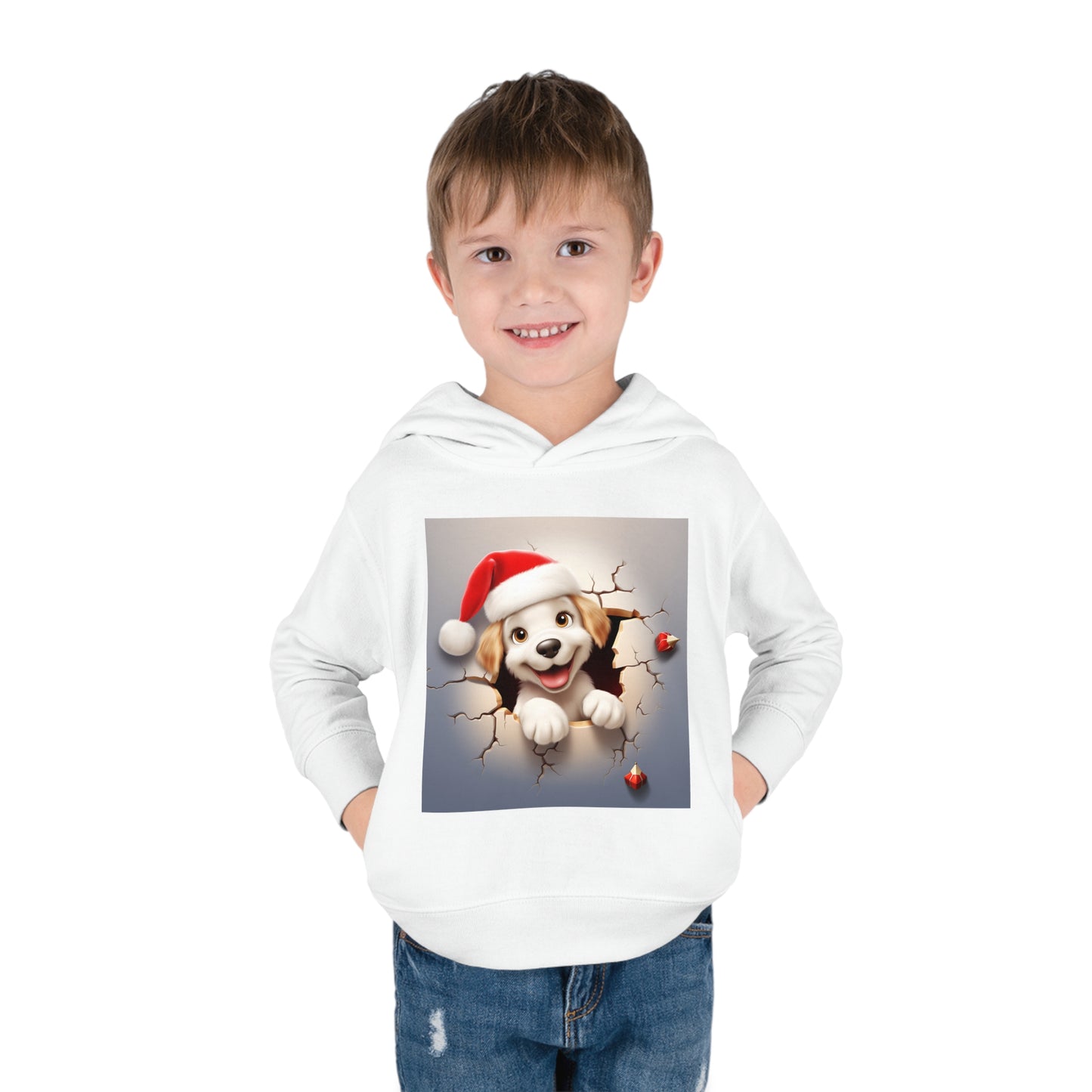 ~Little Puppy~ 3D Christmas Toddler Pullover Fleece Hoodie by Rabbit Skins