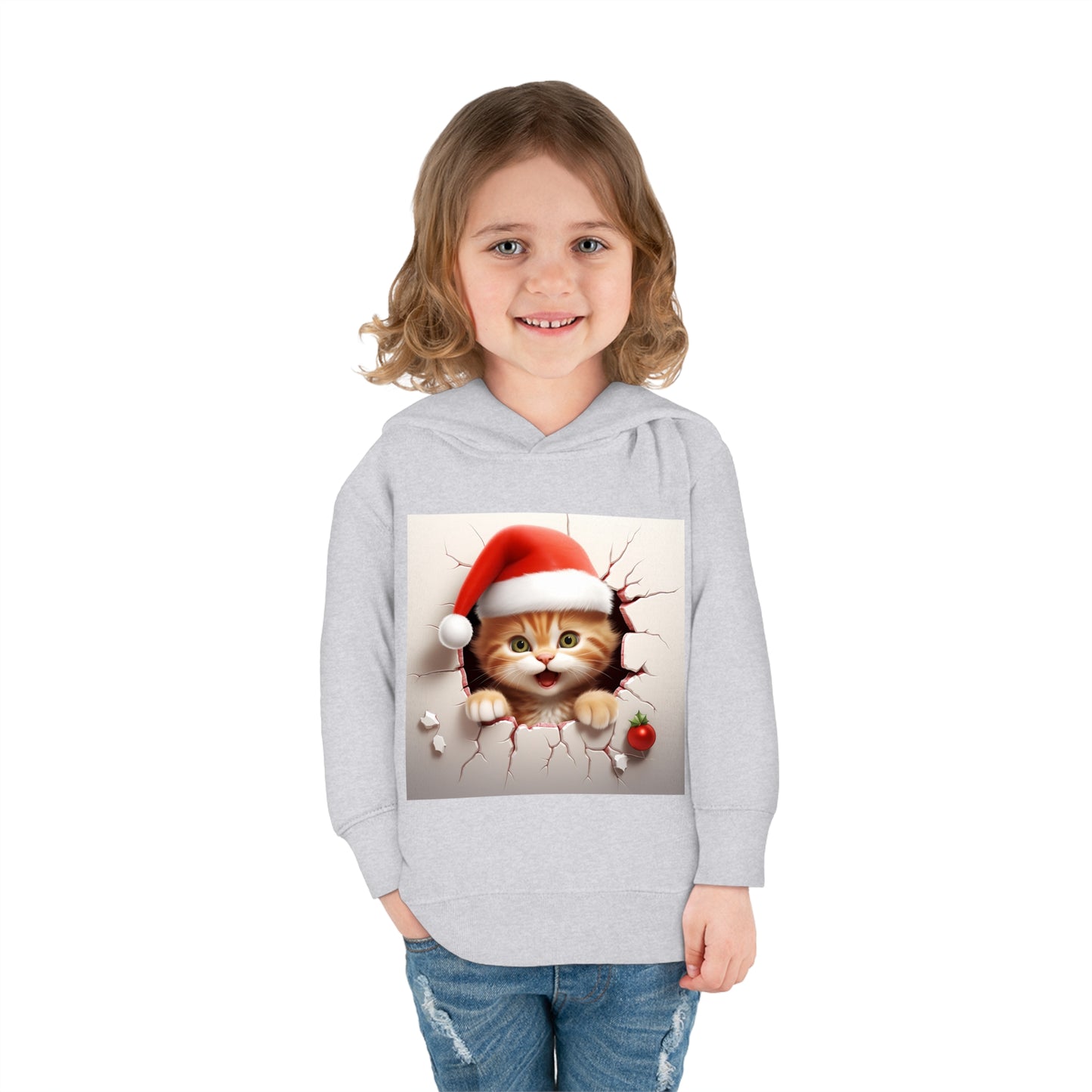 ~Kitten~ 3D Christmas Toddler Pullover Fleece Hoodie by Rabbit Skins