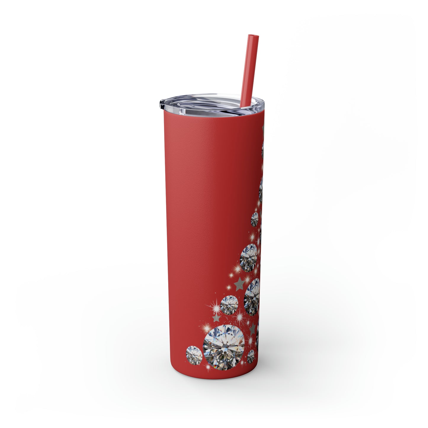 ~Glitter Tree~ Christmas Skinny Tumbler with Straw, 20oz
