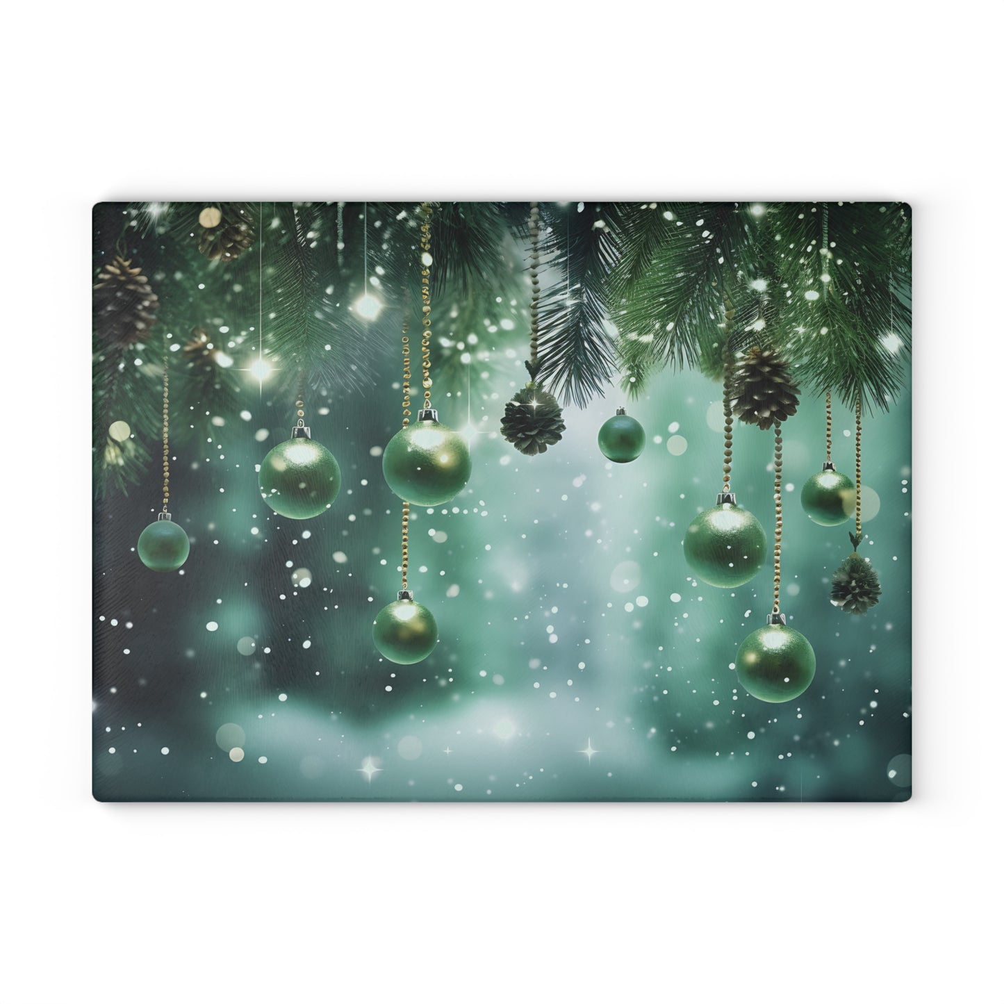 ~Green Ornaments~ Glass Cutting Board