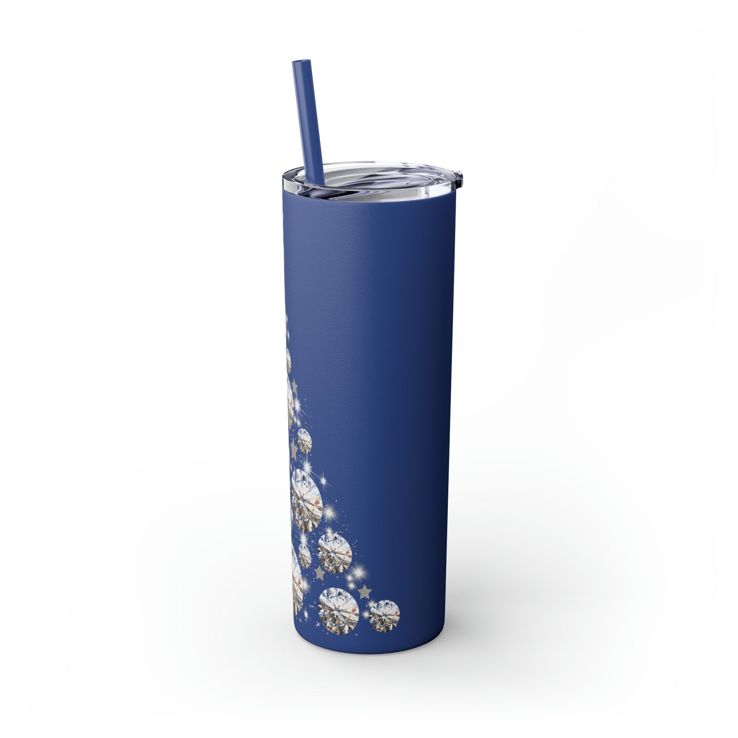~Glitter Tree~ Christmas Skinny Tumbler with Straw, 20oz