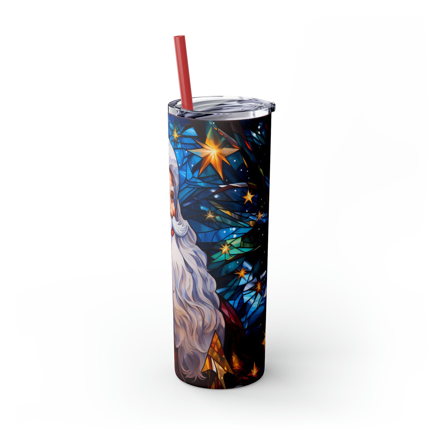 ~Santa~ Christmas Skinny Tumbler with Straw, 20oz