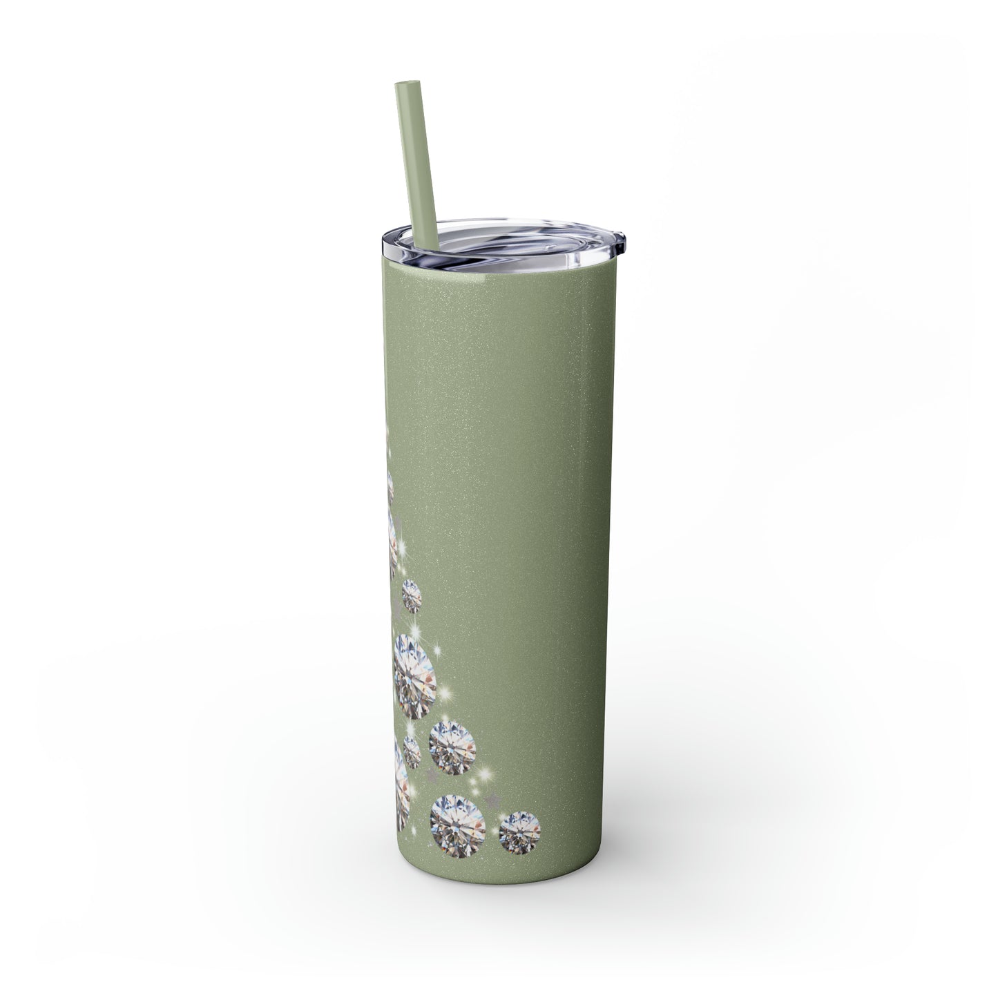 ~Glitter Tree~ Christmas Skinny Tumbler with Straw, 20oz