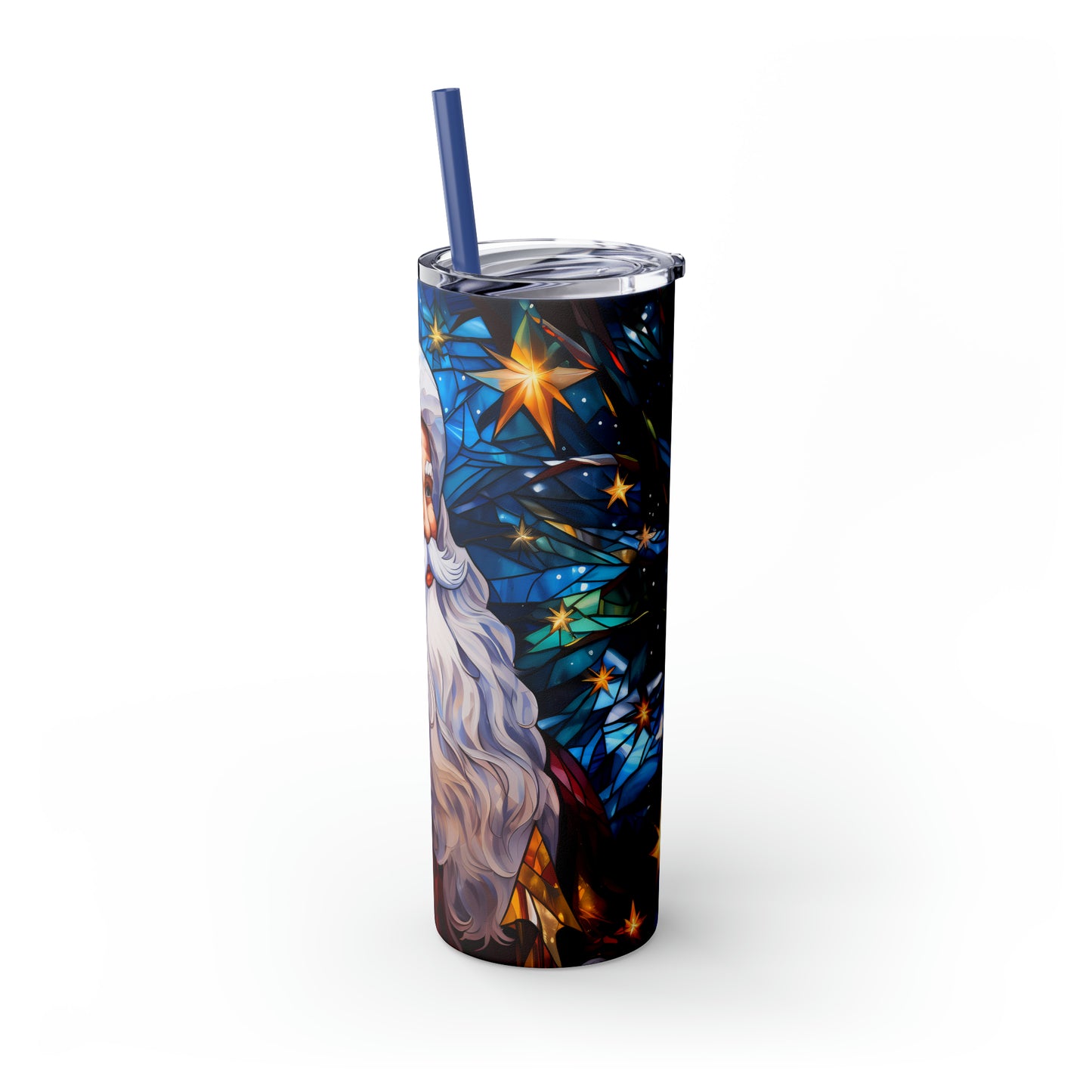 ~Santa~ Christmas Skinny Tumbler with Straw, 20oz