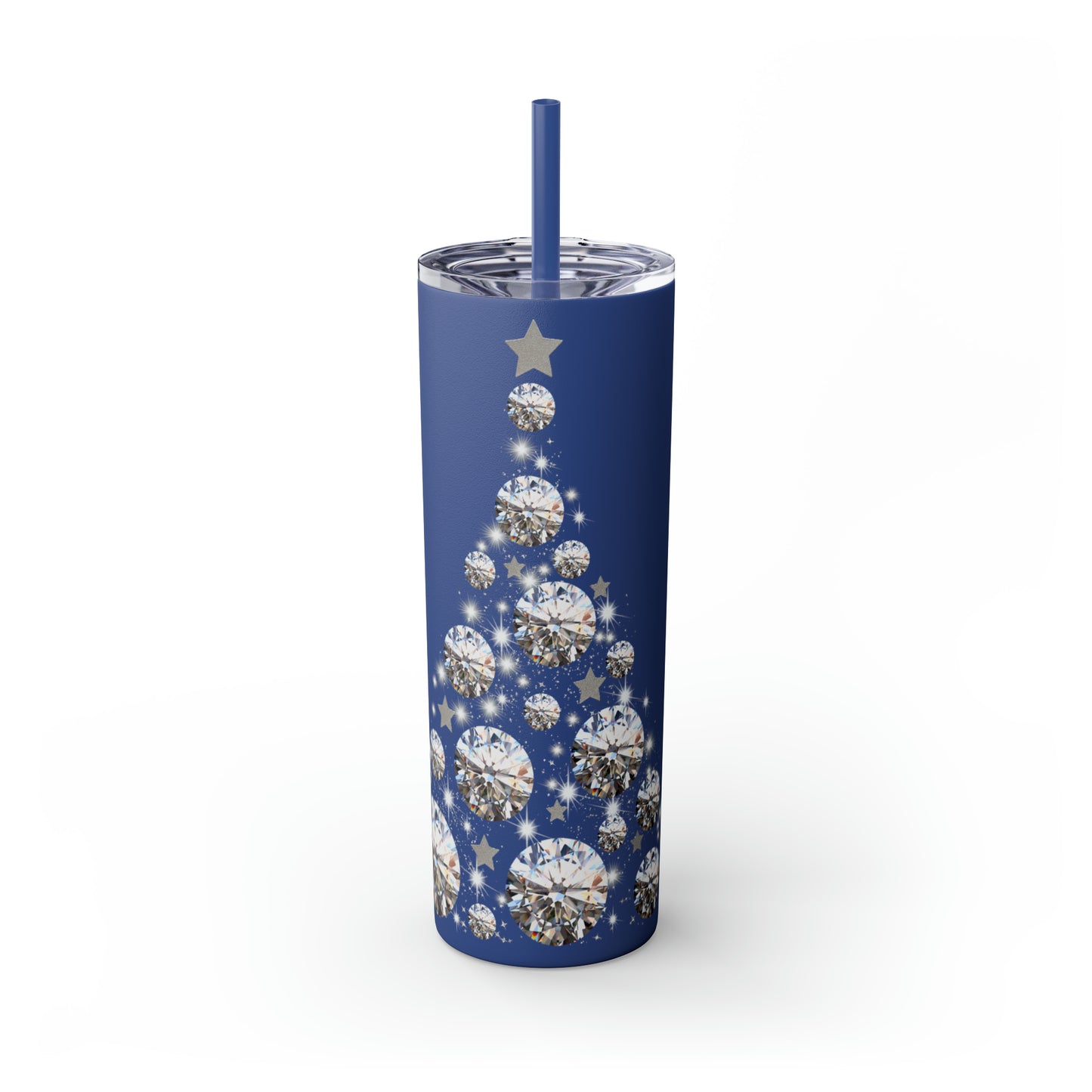 ~Glitter Tree~ Christmas Skinny Tumbler with Straw, 20oz