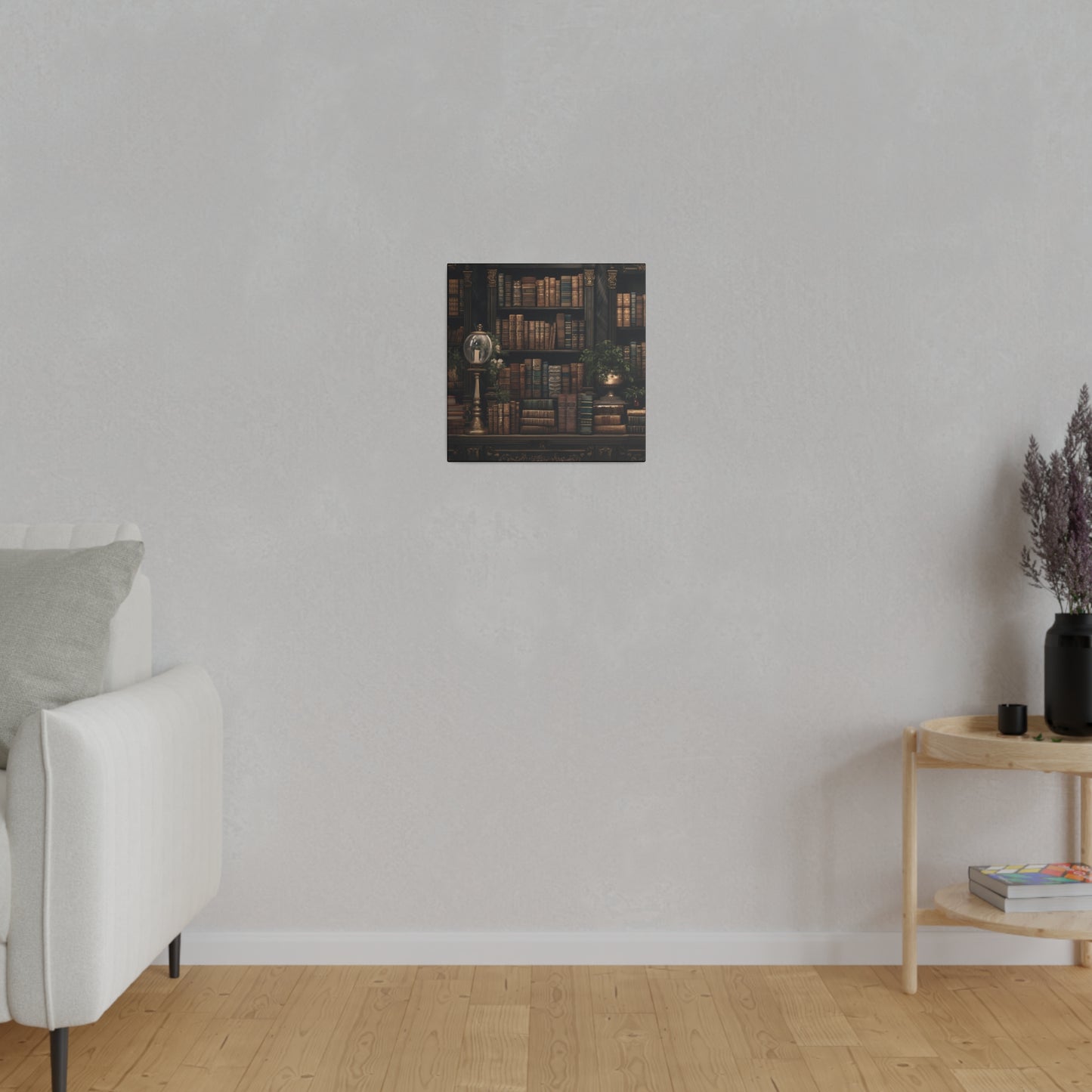 Dark Academia ~Vintage Library Shelves~ Print Matte Canvas, Stretched, 0.75"