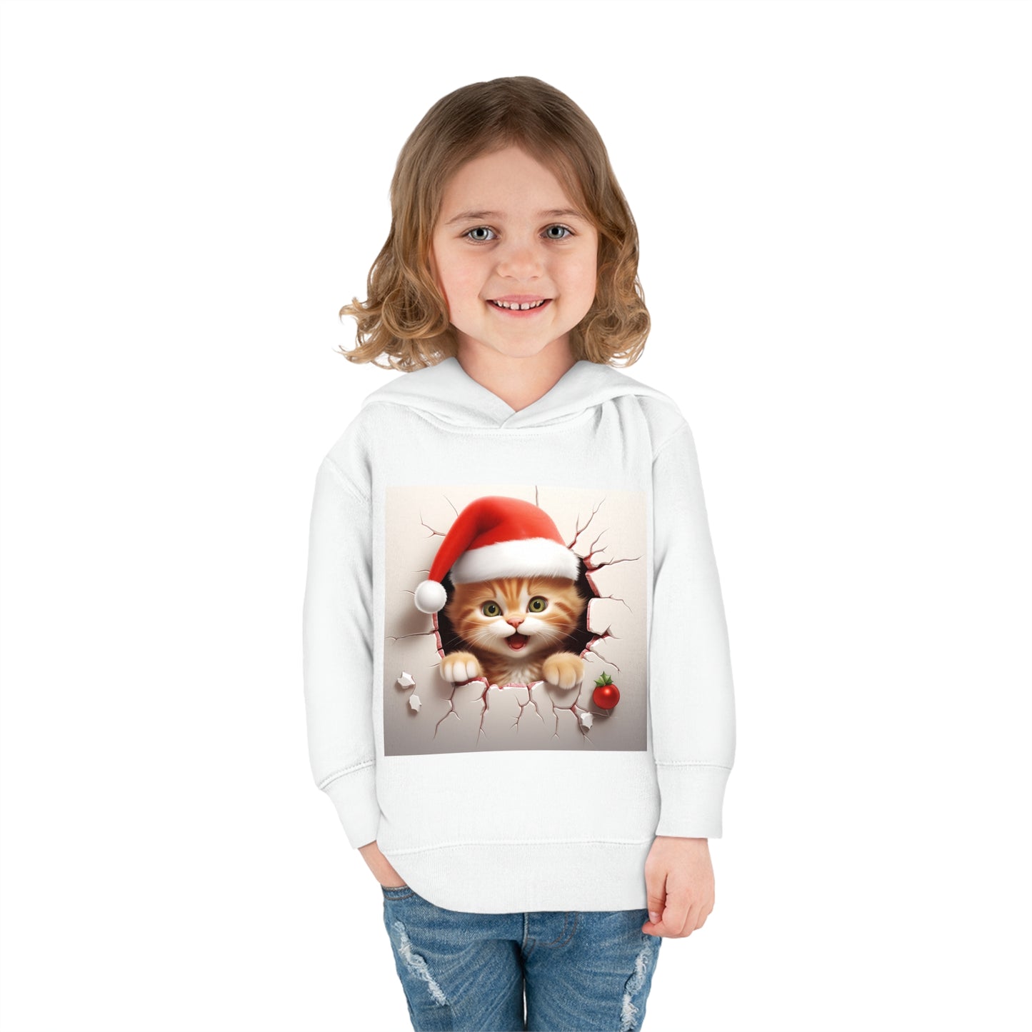 ~Kitten~ 3D Christmas Toddler Pullover Fleece Hoodie by Rabbit Skins
