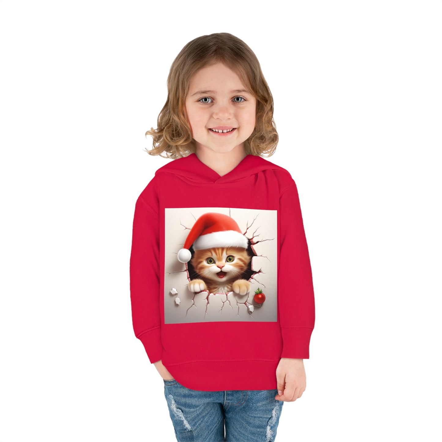 ~Kitten~ 3D Christmas Toddler Pullover Fleece Hoodie by Rabbit Skins