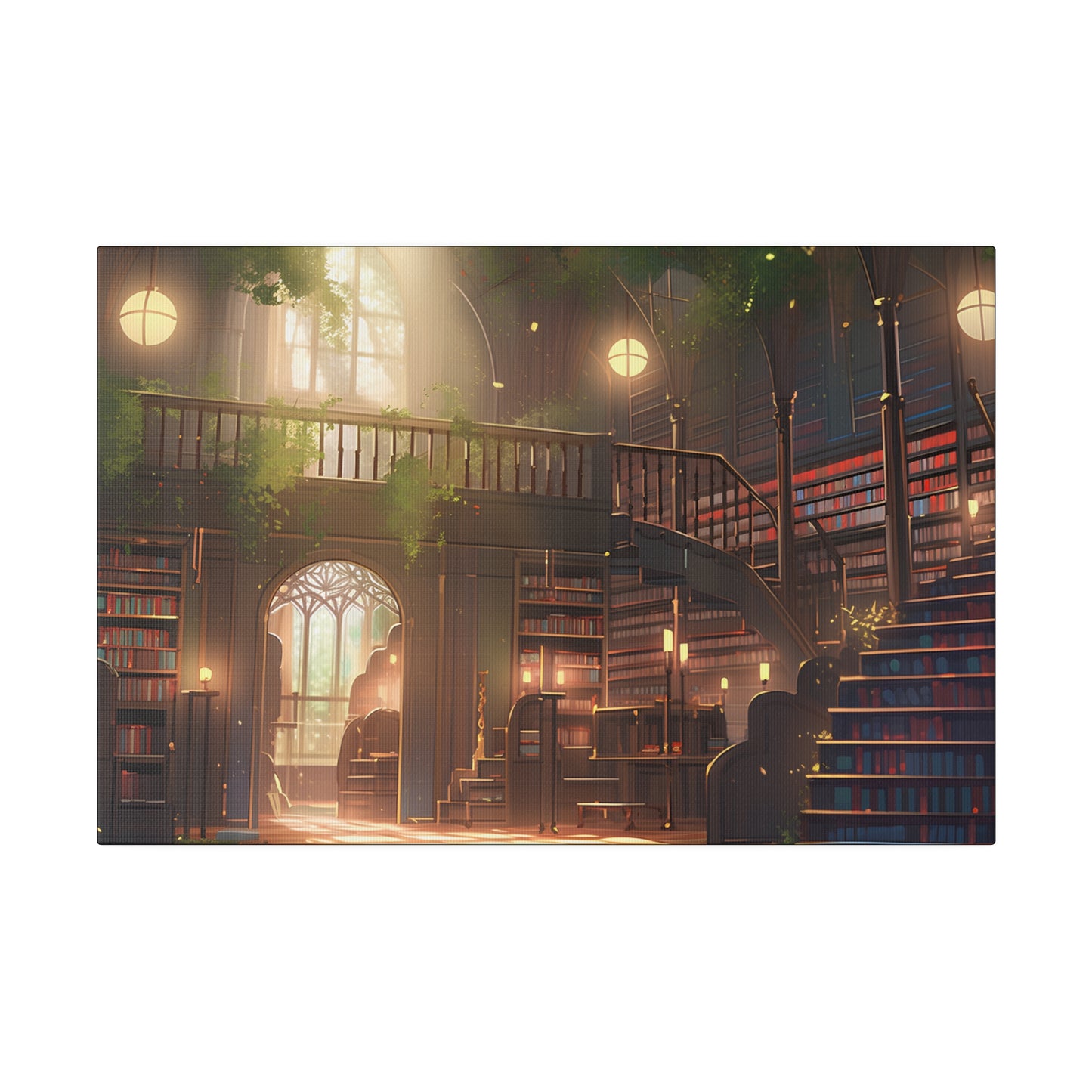 Dark Academia ~Dream Library~ Watercolor Print Matte Canvas, Stretched, 0.75"