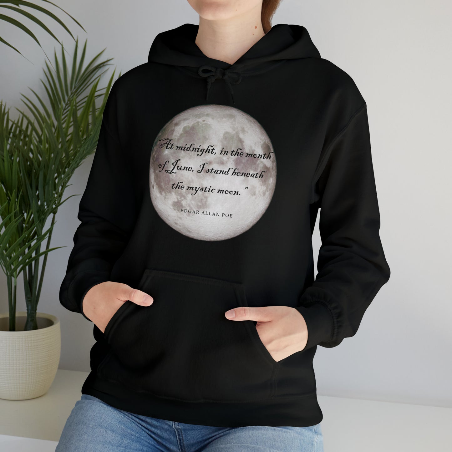 Unisex Heavy Blend™ Hooded Sweatshirt -- Edgar Allen Poe -- Moon Quote