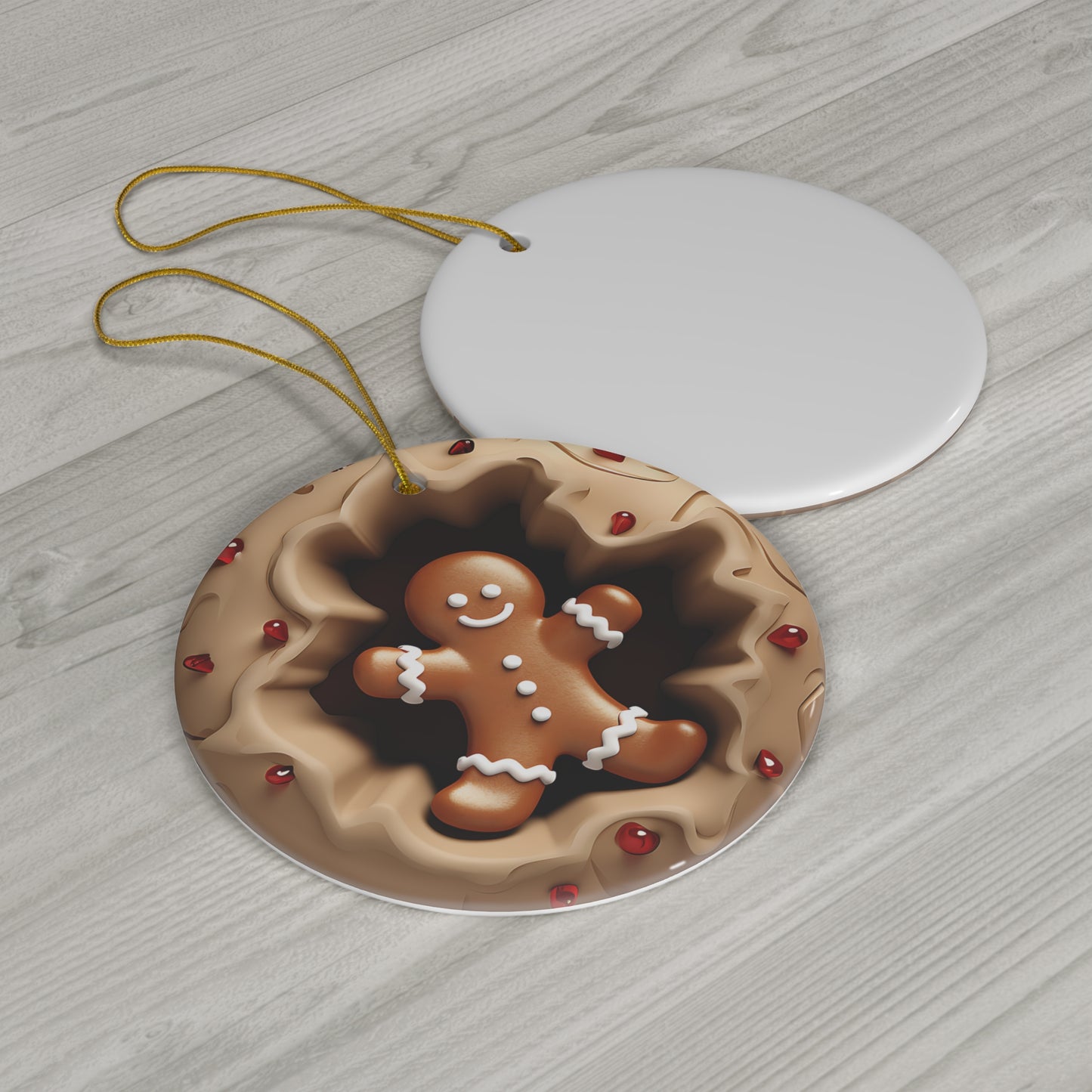 ~3D Cookie Gingerbread Man Too~ Ceramic Ornament