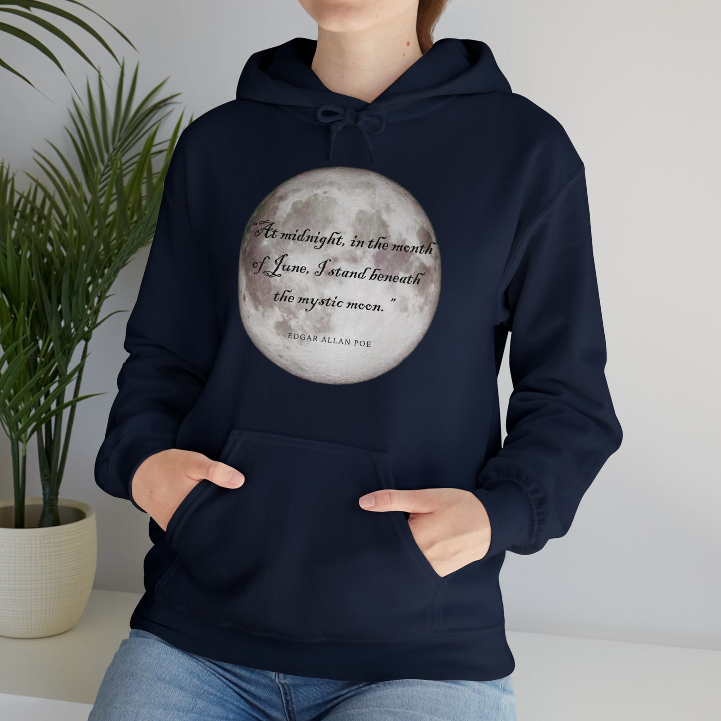 Unisex Heavy Blend™ Hooded Sweatshirt -- Edgar Allen Poe -- Moon Quote
