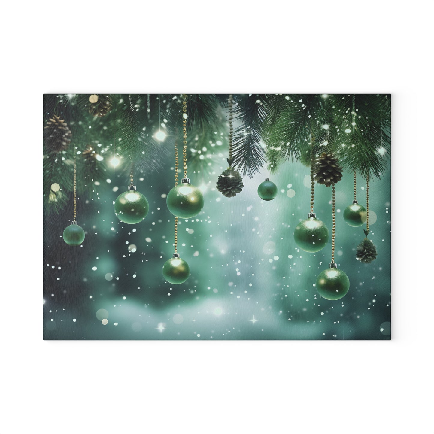 ~Green Ornaments~ Glass Cutting Board