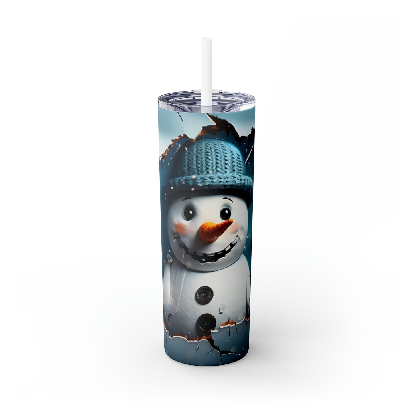 ~Snowmen~ Christmas Skinny Tumbler with Straw, 20oz