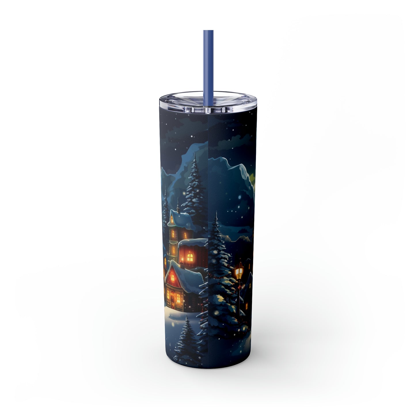 ~Christmas Moon~ Christmas Skinny Tumbler with Straw, 20oz