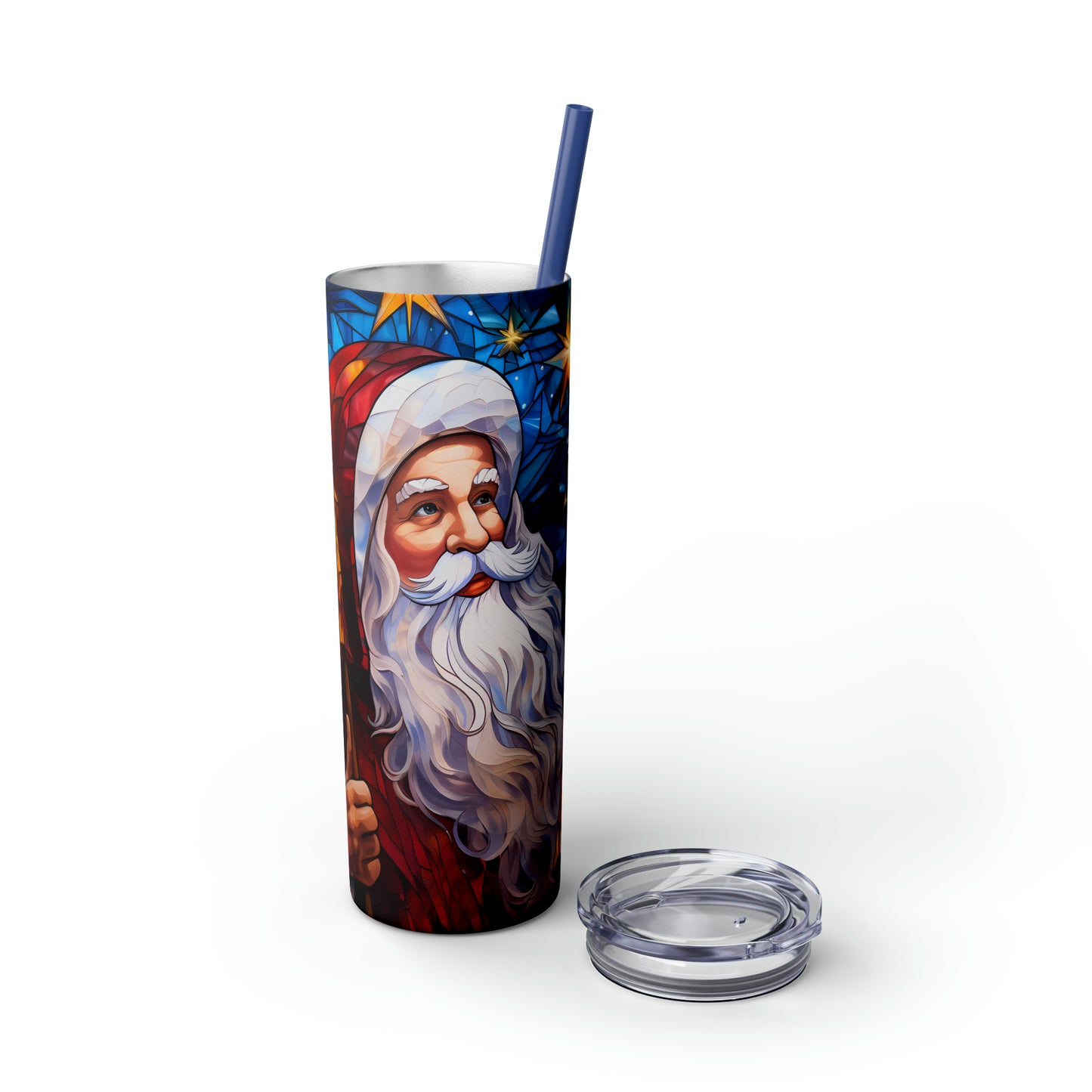 ~Santa~ Christmas Skinny Tumbler with Straw, 20oz