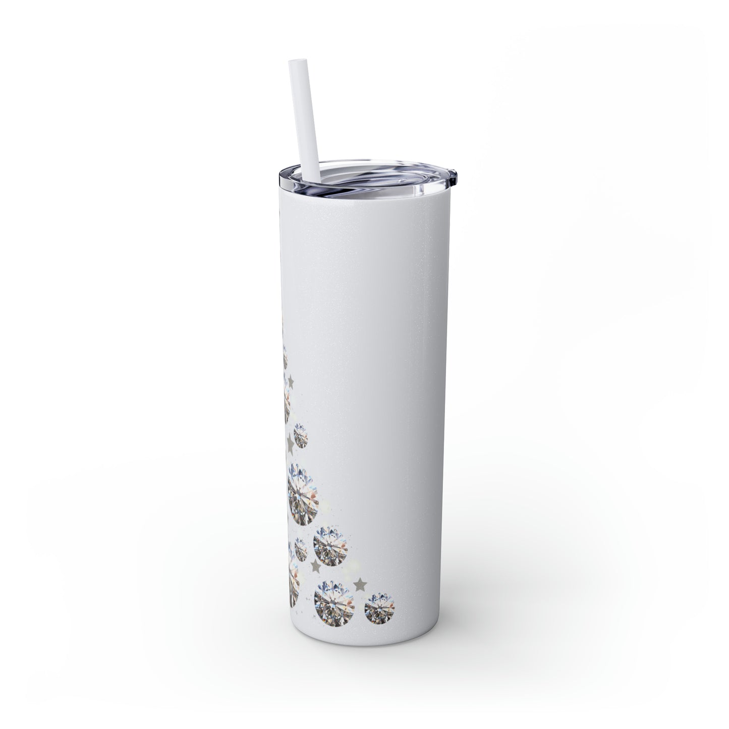 ~Glitter Tree~ Christmas Skinny Tumbler with Straw, 20oz