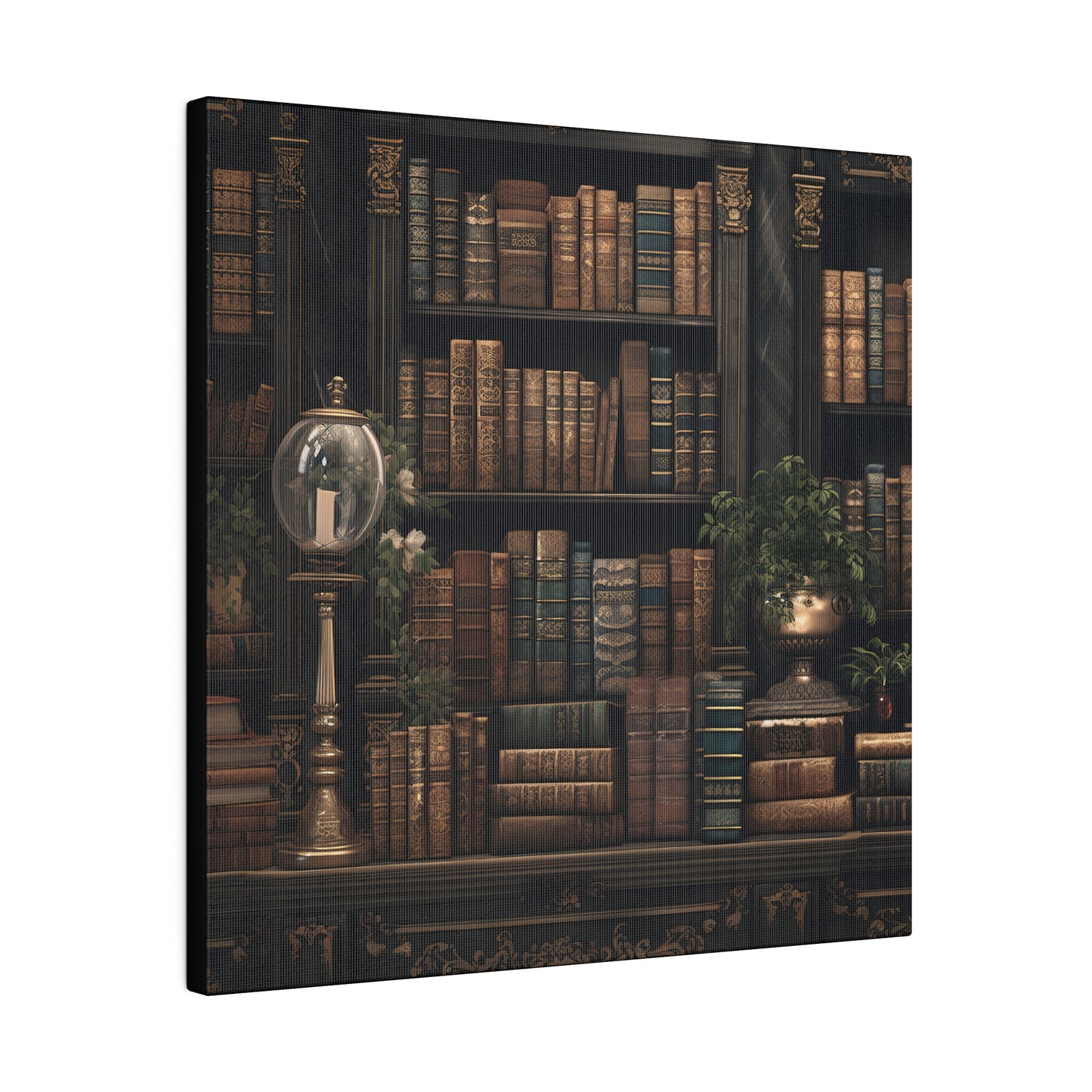 Dark Academia ~Vintage Library Shelves~ Print Matte Canvas, Stretched, 0.75"