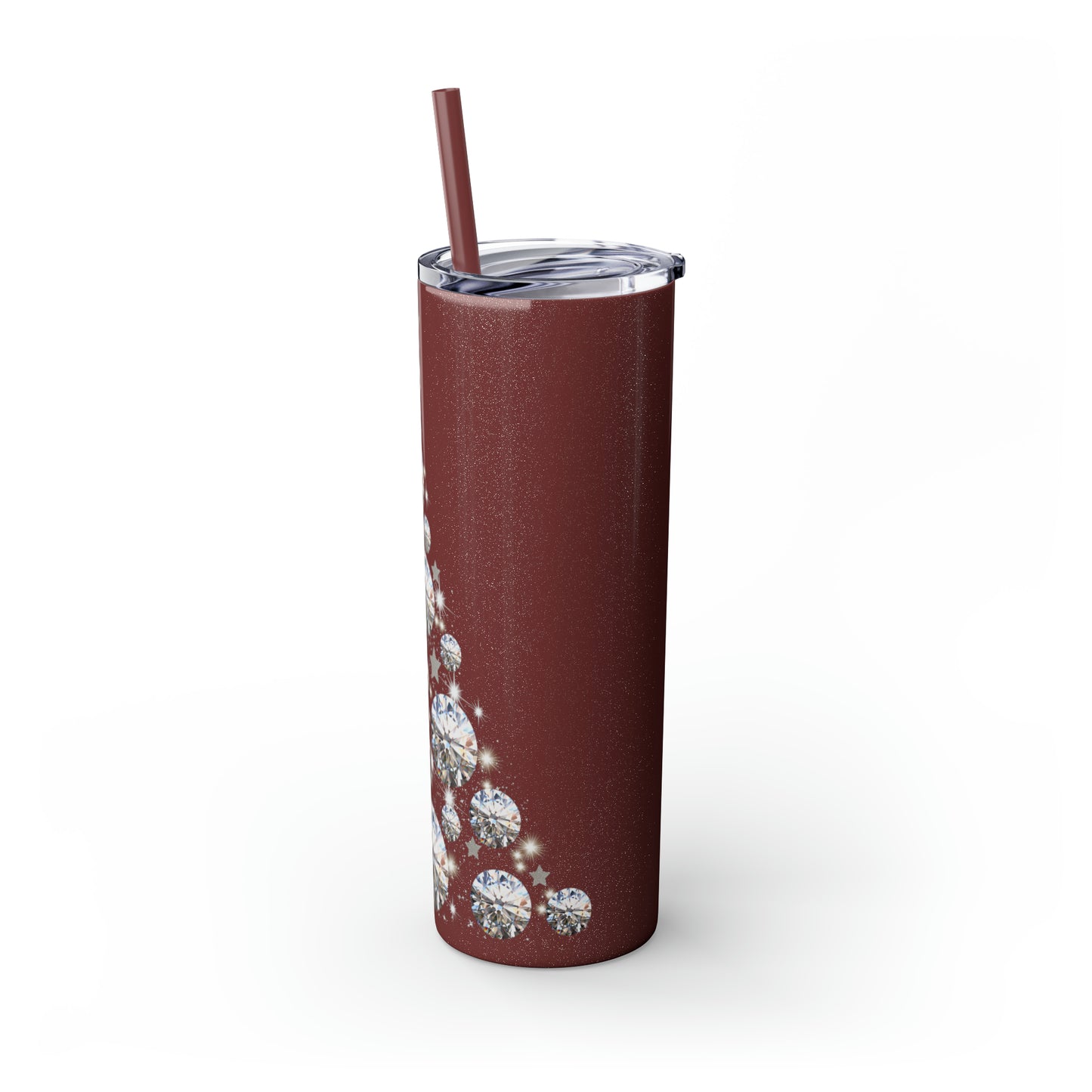~Glitter Tree~ Christmas Skinny Tumbler with Straw, 20oz
