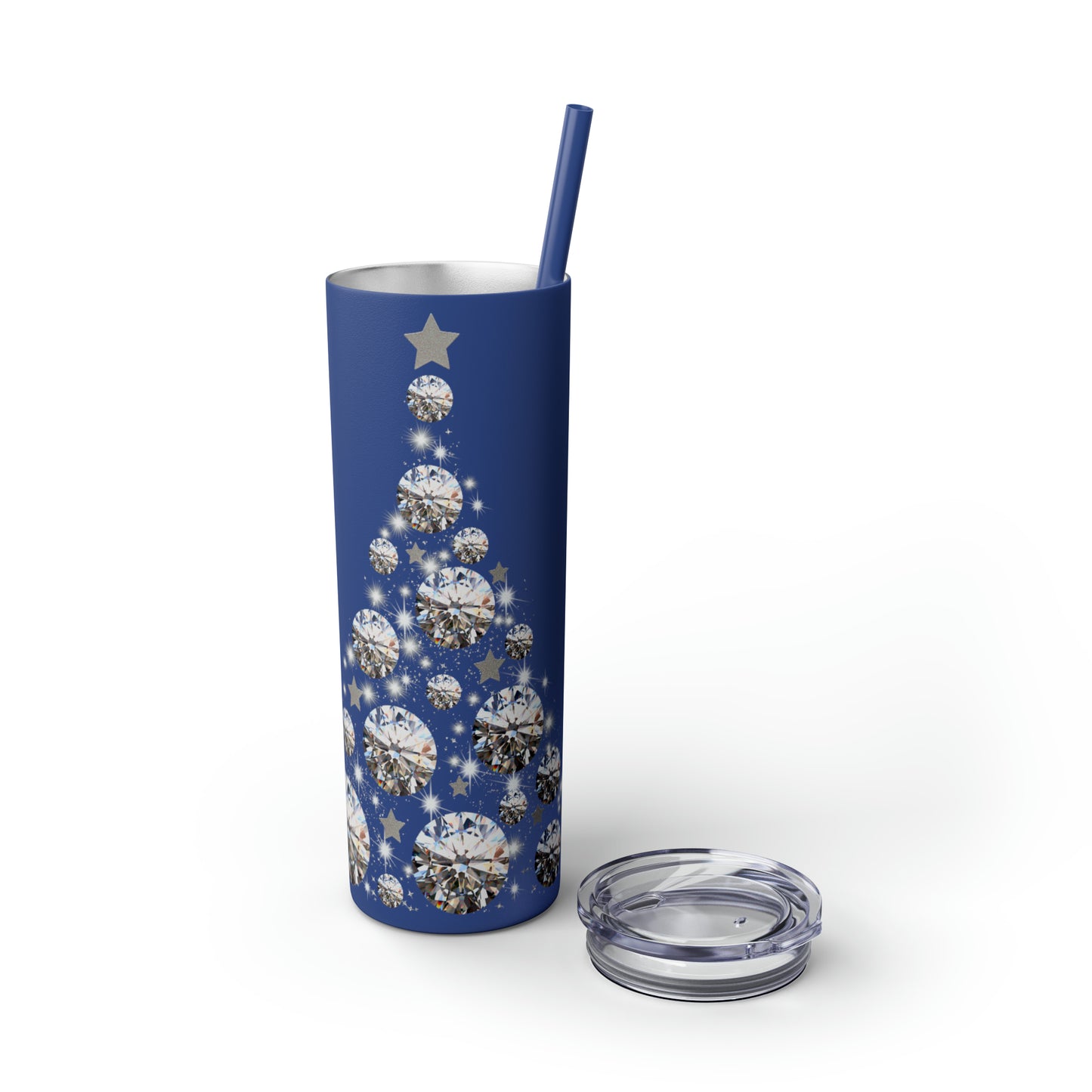 ~Glitter Tree~ Christmas Skinny Tumbler with Straw, 20oz