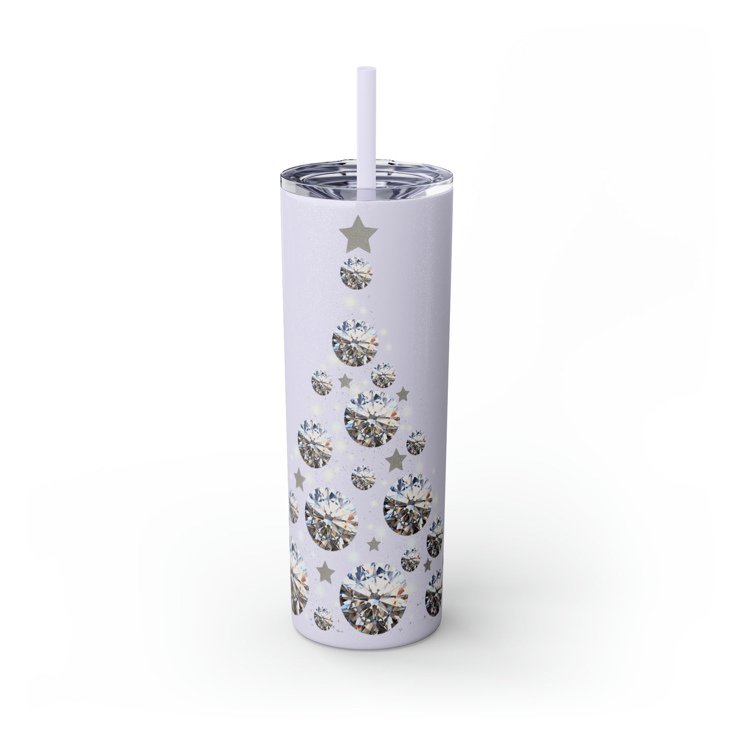 ~Glitter Tree~ Christmas Skinny Tumbler with Straw, 20oz