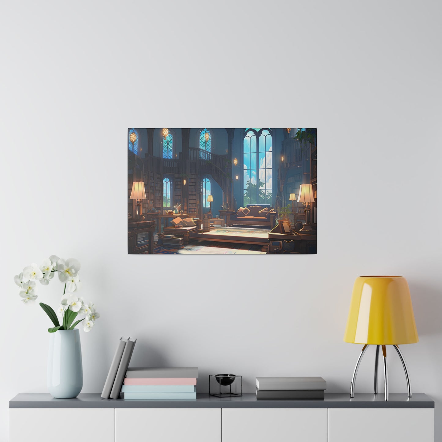 Dark Academia ~Evening Reading~ Watercolor Print Matte Canvas, Stretched, 0.75"