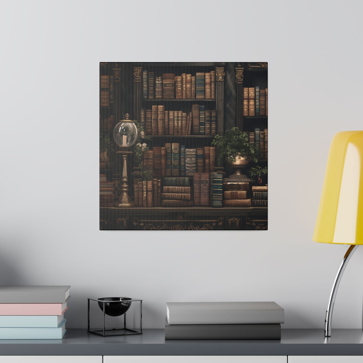Dark Academia ~Vintage Library Shelves~ Print Matte Canvas, Stretched, 0.75"