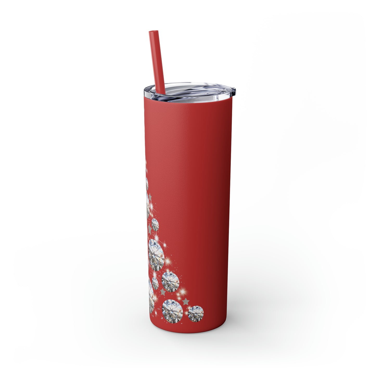 ~Glitter Tree~ Christmas Skinny Tumbler with Straw, 20oz