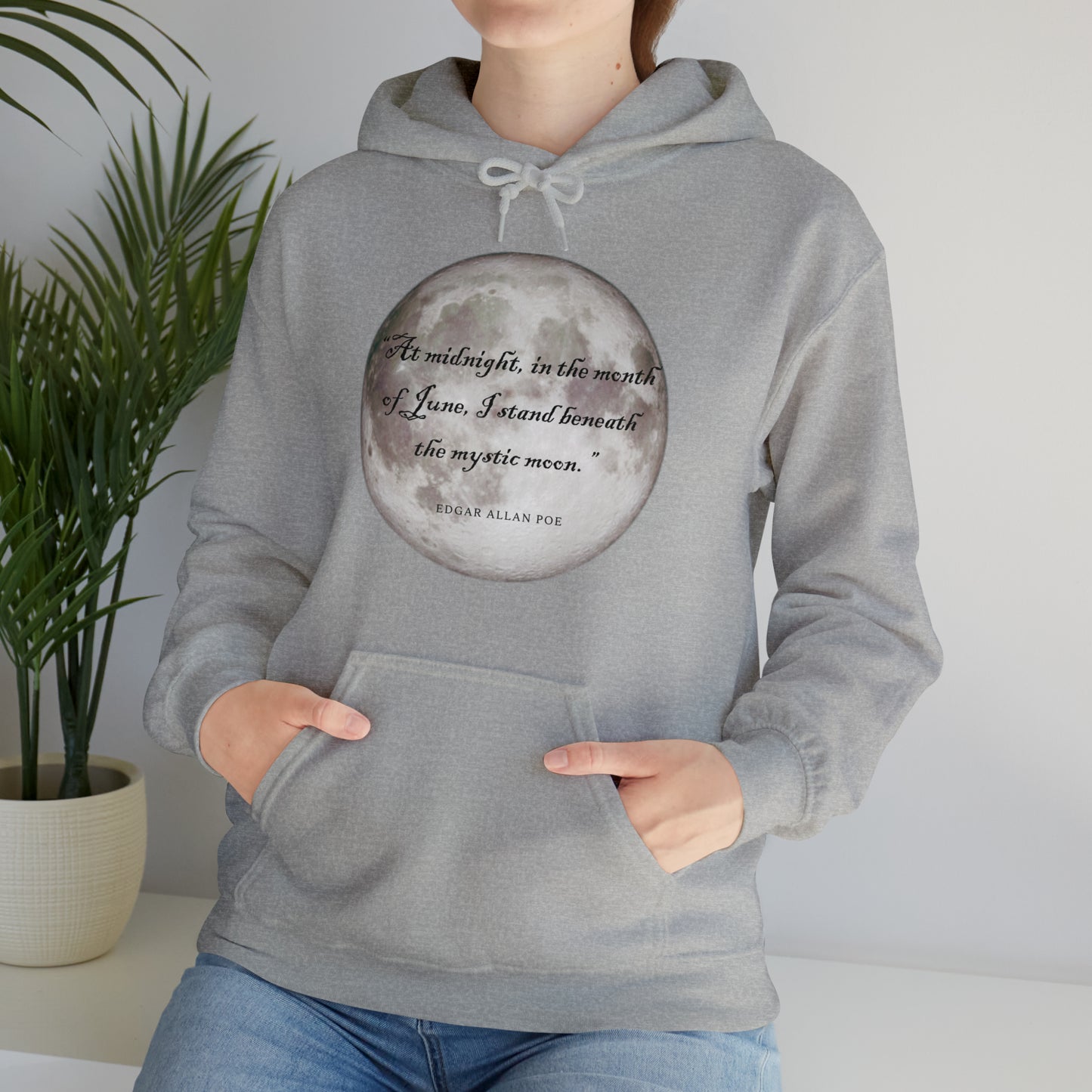 Unisex Heavy Blend™ Hooded Sweatshirt -- Edgar Allen Poe -- Moon Quote