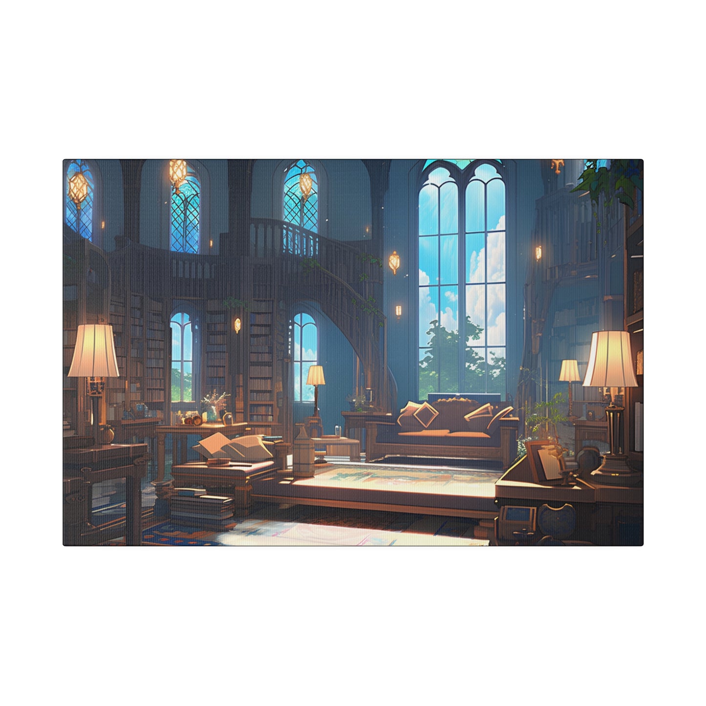 Dark Academia ~Evening Reading~ Watercolor Print Matte Canvas, Stretched, 0.75"