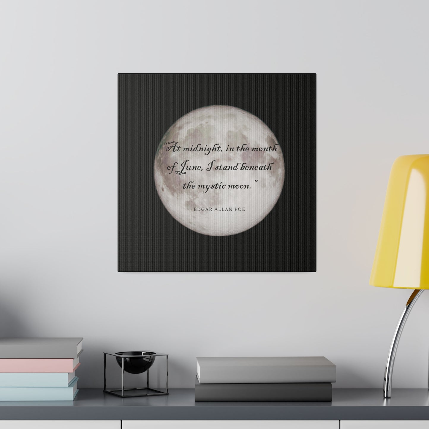 Dark Academia ~Mystic Moon~ Edgar Allen Poe Print Matte Canvas, Stretched, 0.75"