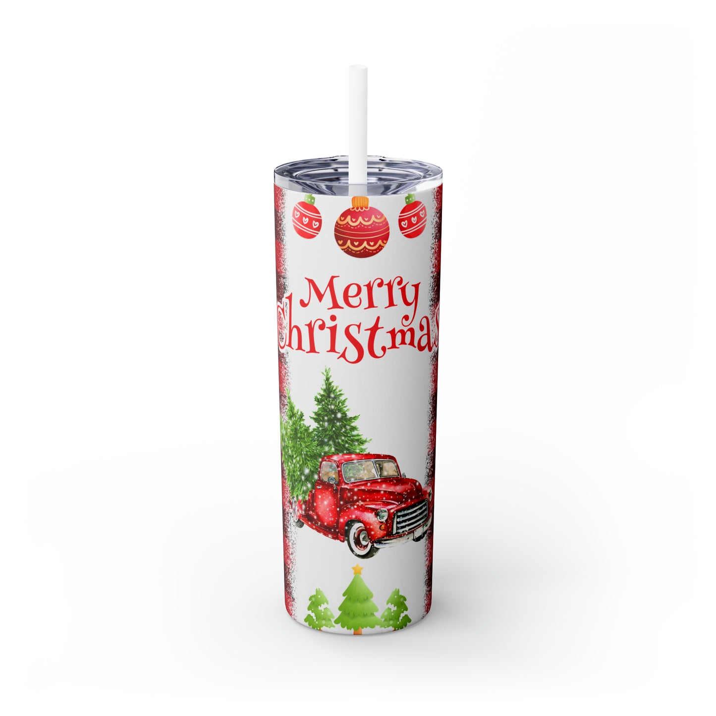 ~Antique Truck~ Christmas Skinny Tumbler with Straw, 20oz