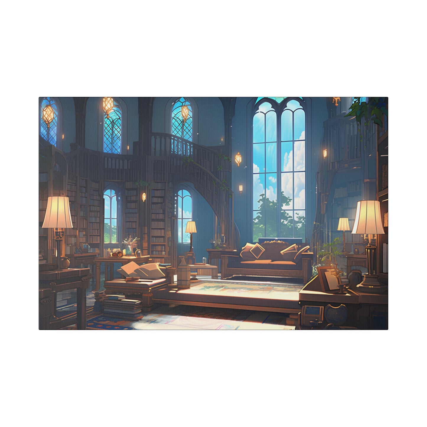 Dark Academia ~Evening Reading~ Watercolor Print Matte Canvas, Stretched, 0.75"