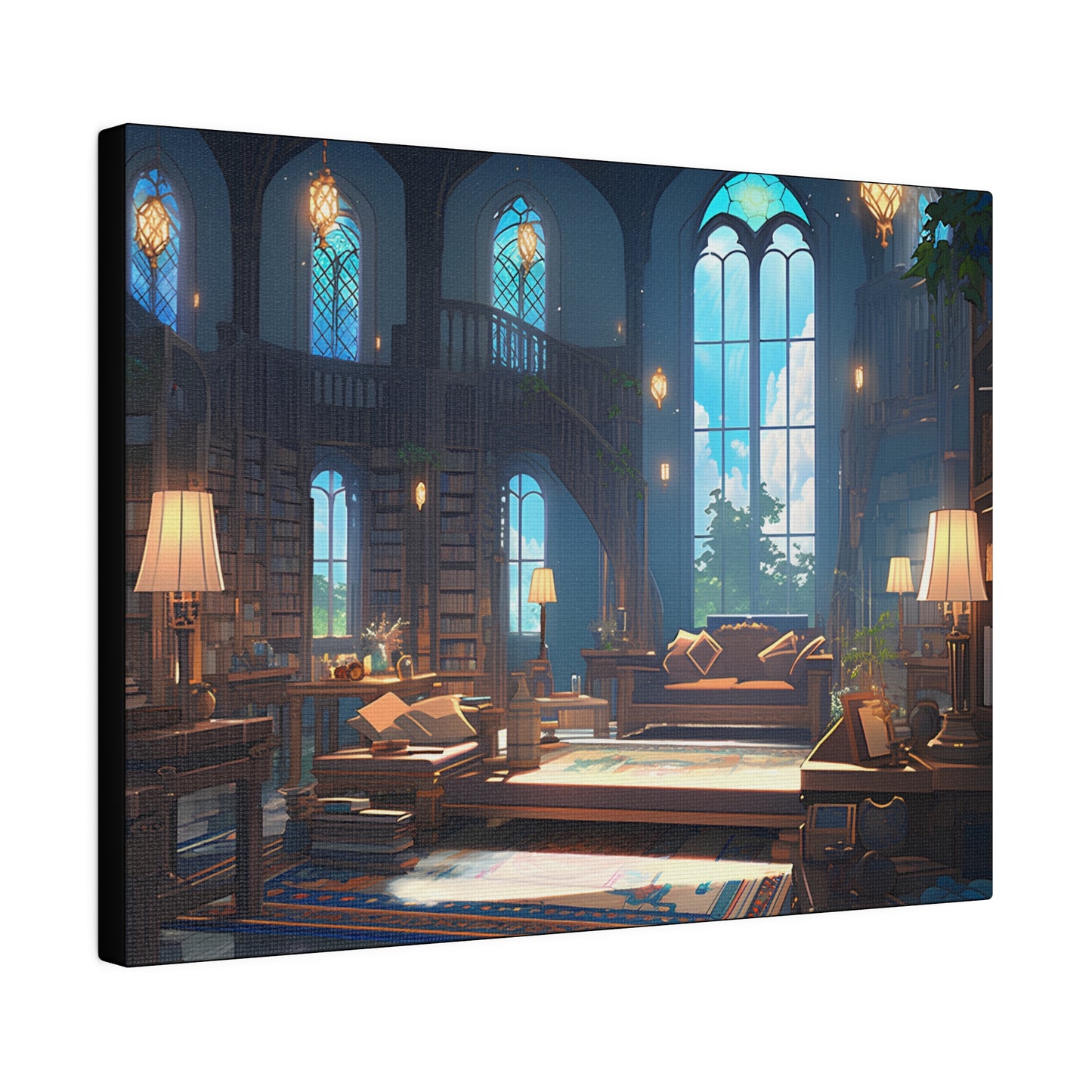 Dark Academia ~Evening Reading~ Watercolor Print Matte Canvas, Stretched, 0.75"