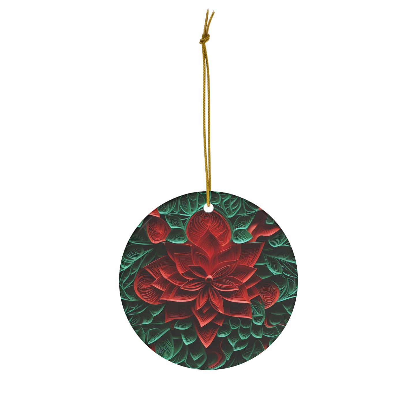 ~Poinsettia~ Ceramic Ornament