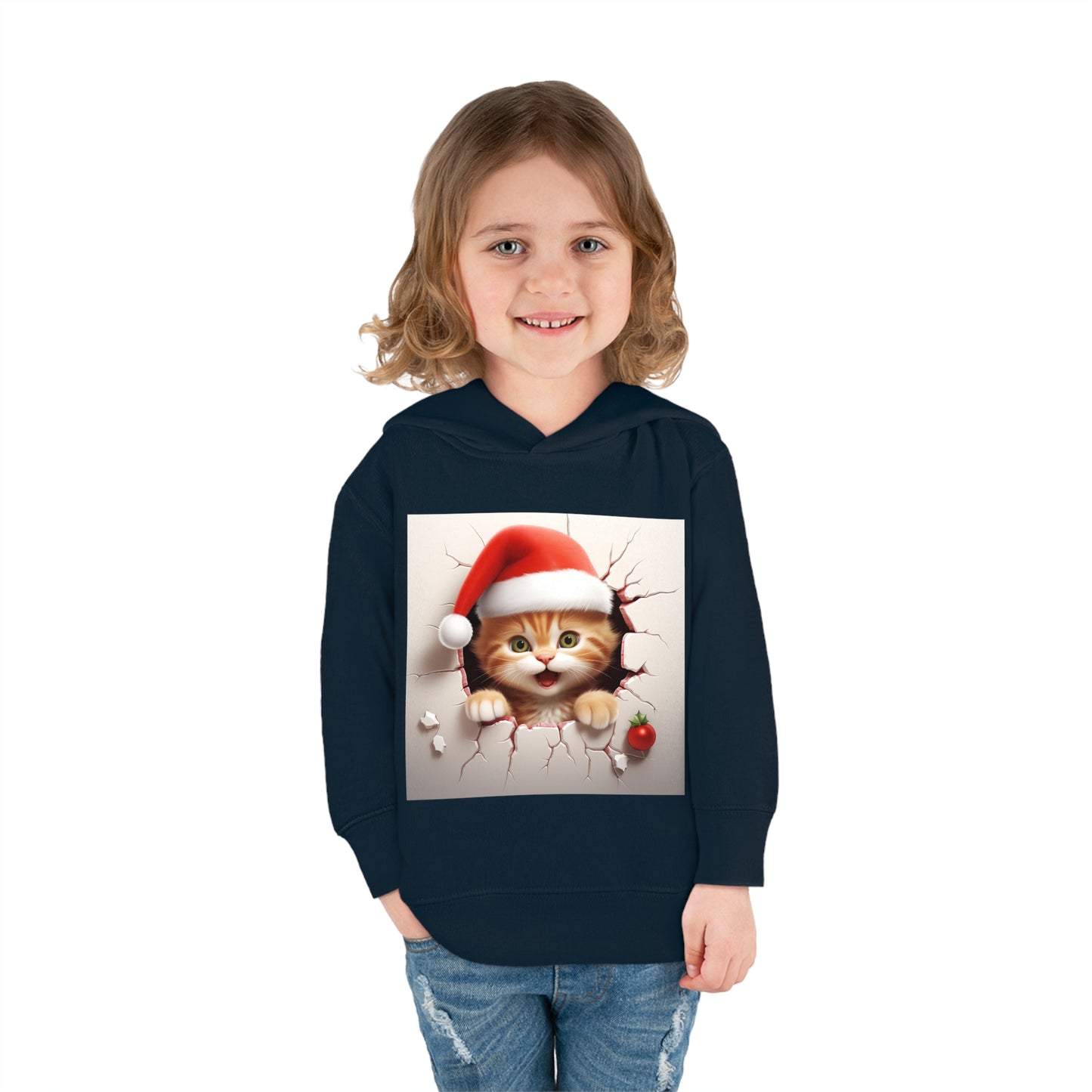 ~Kitten~ 3D Christmas Toddler Pullover Fleece Hoodie by Rabbit Skins