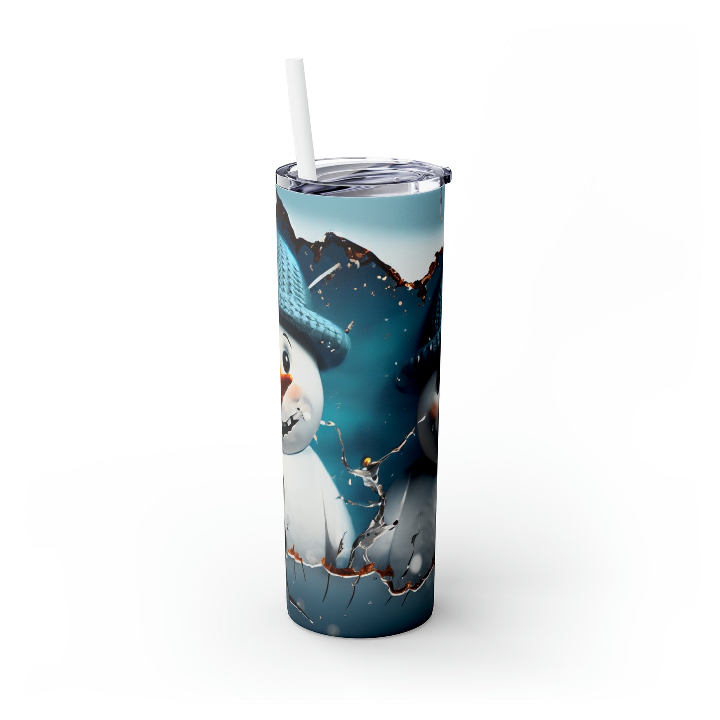 ~Snowmen~ Christmas Skinny Tumbler with Straw, 20oz