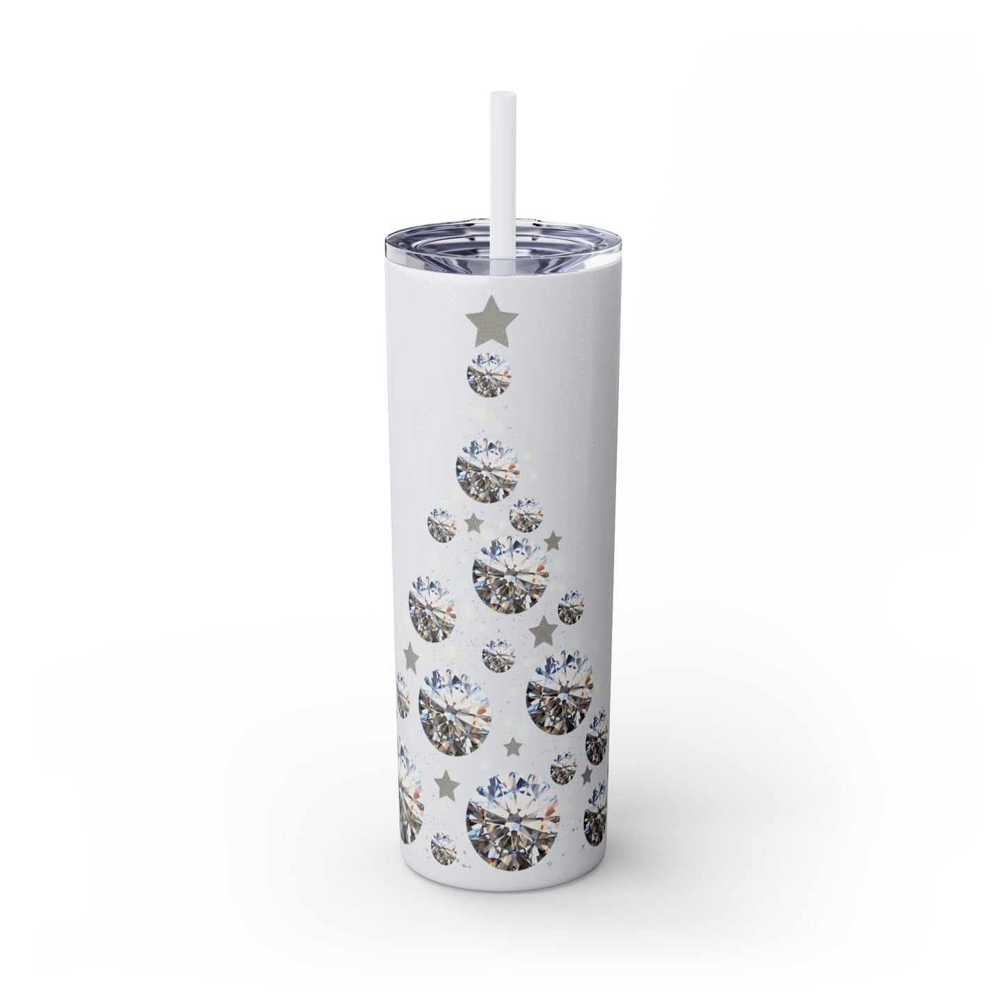 ~Glitter Tree~ Christmas Skinny Tumbler with Straw, 20oz