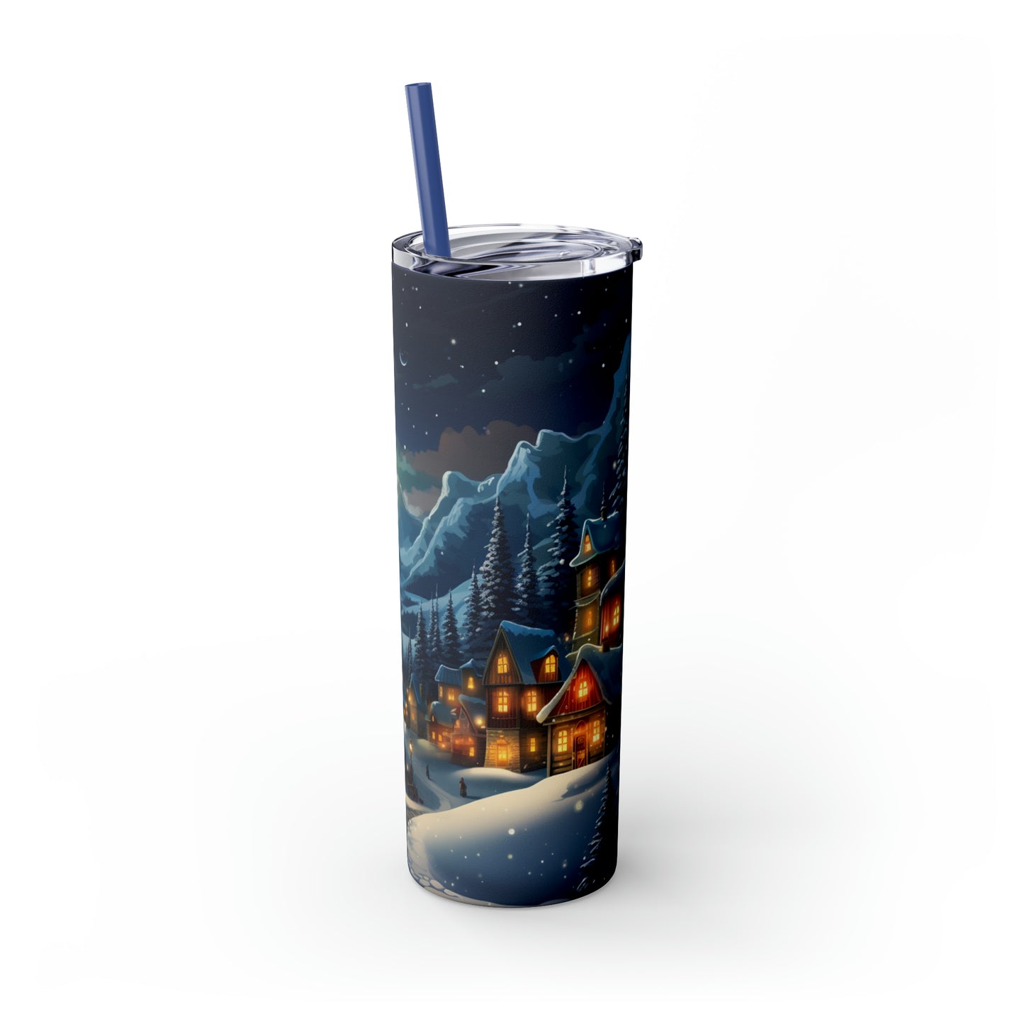 ~Christmas Moon~ Christmas Skinny Tumbler with Straw, 20oz