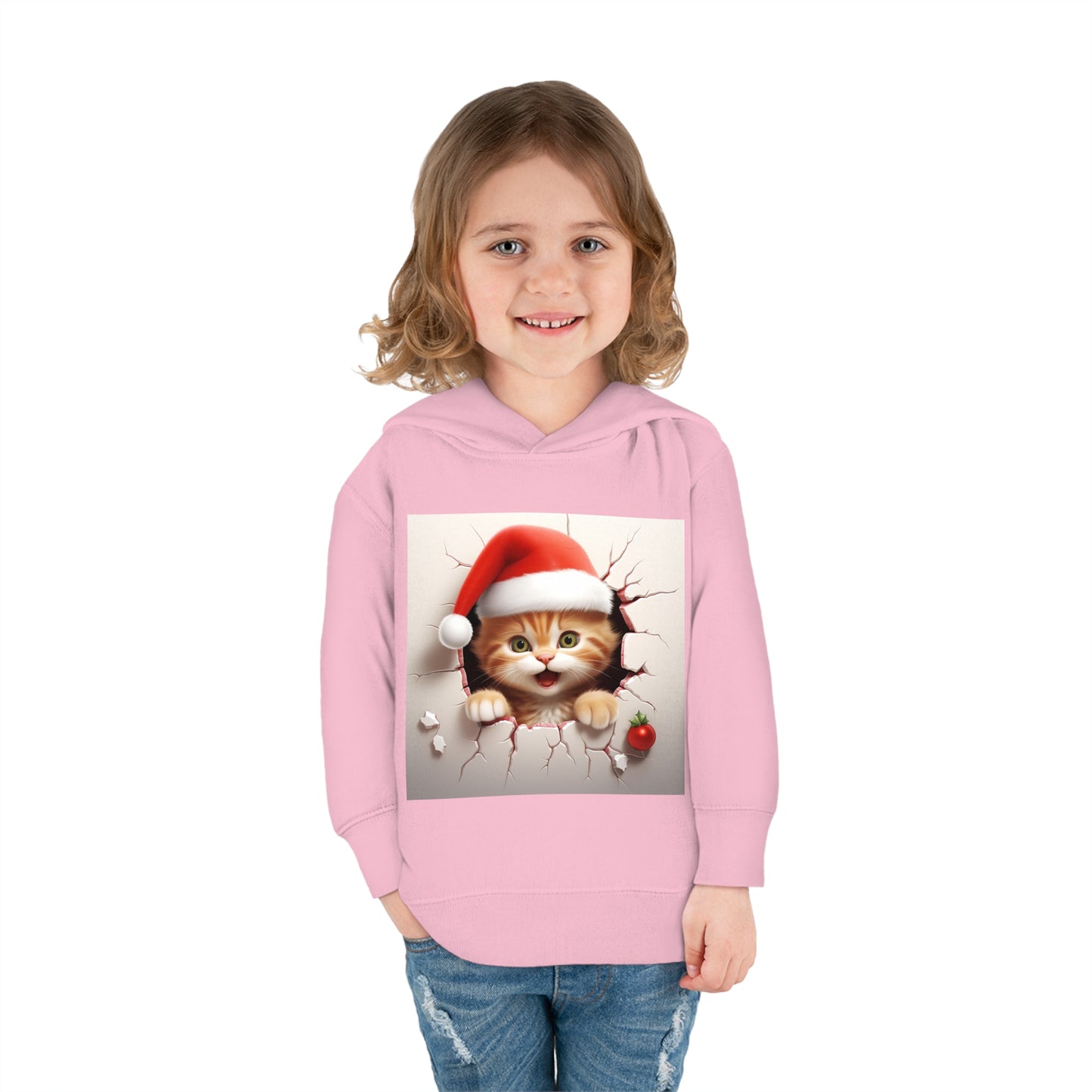 ~Kitten~ 3D Christmas Toddler Pullover Fleece Hoodie by Rabbit Skins