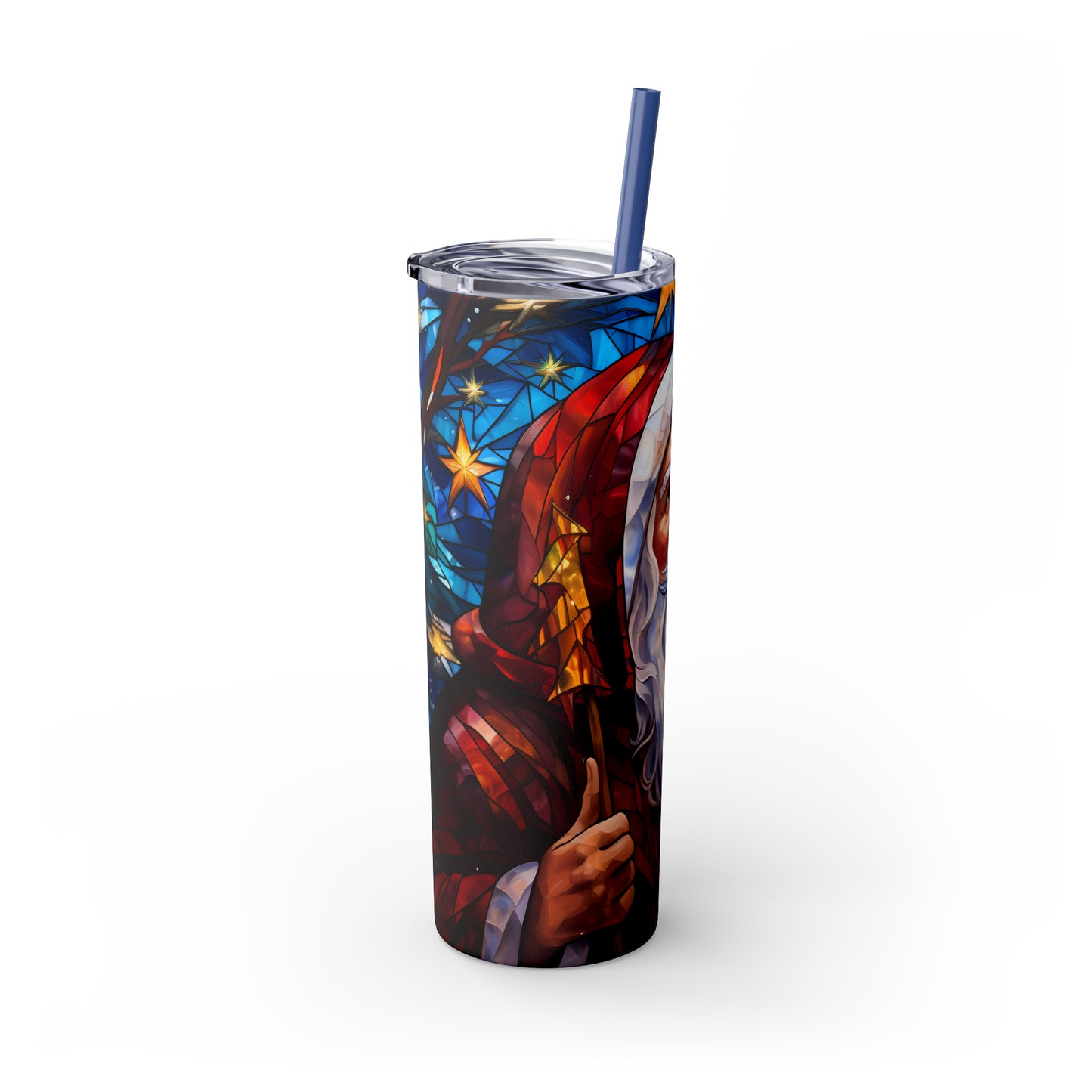 ~Santa~ Christmas Skinny Tumbler with Straw, 20oz