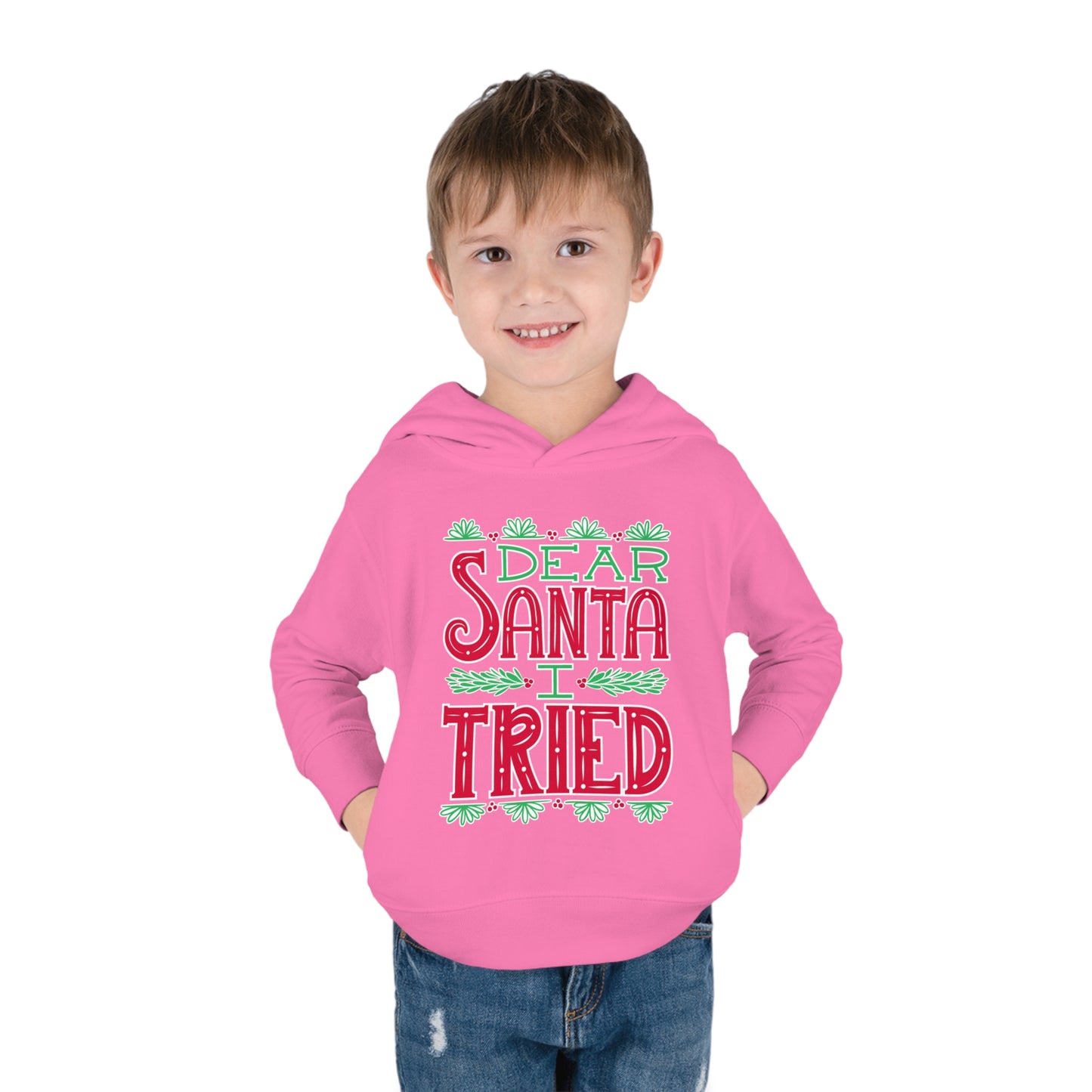 ~Dear Santa, I Tried~ 3D Christmas Toddler Pullover Fleece Hoodie by Rabbit Skins