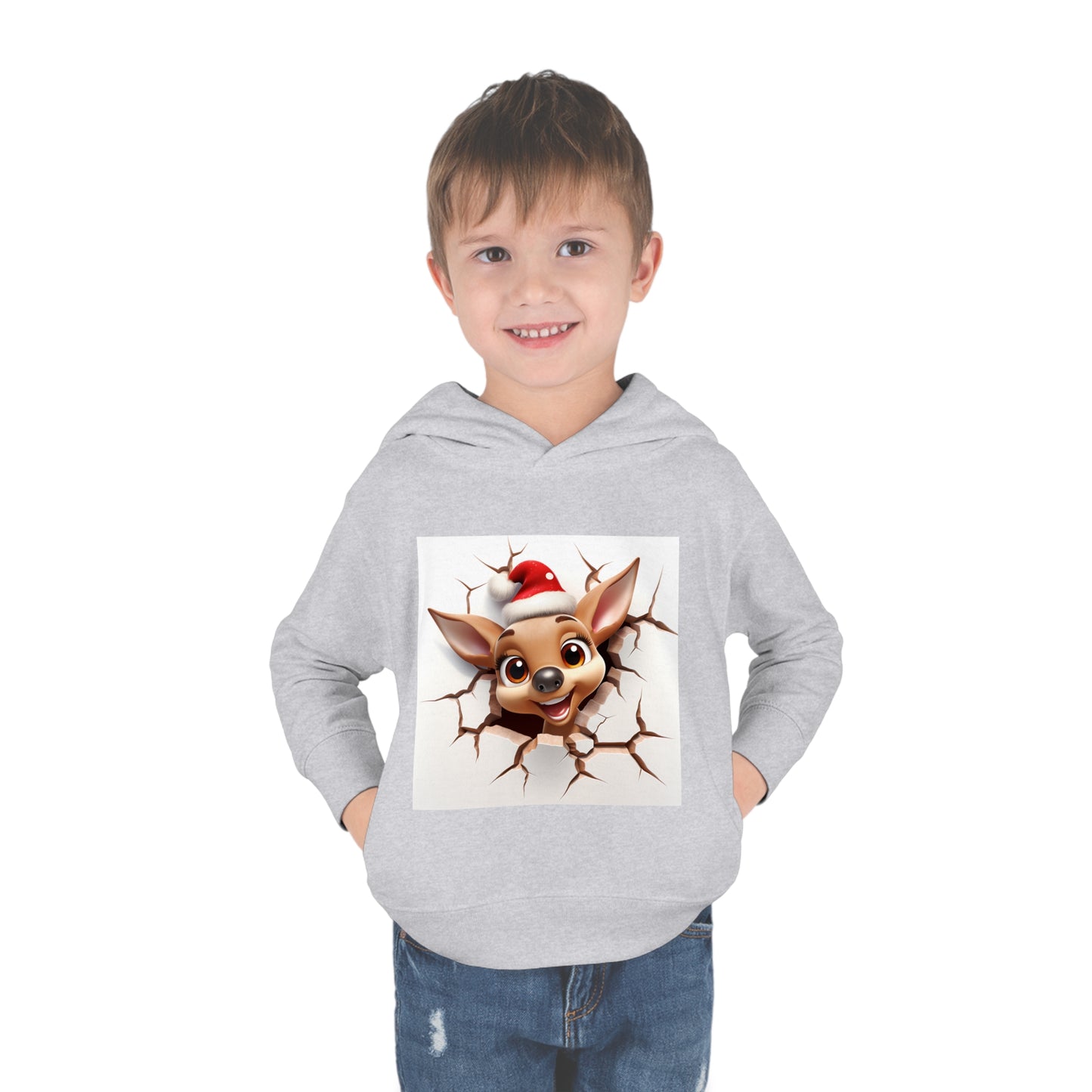 ~Fawn~ 3D Christmas Toddler Pullover Fleece Hoodie by Rabbit Skins