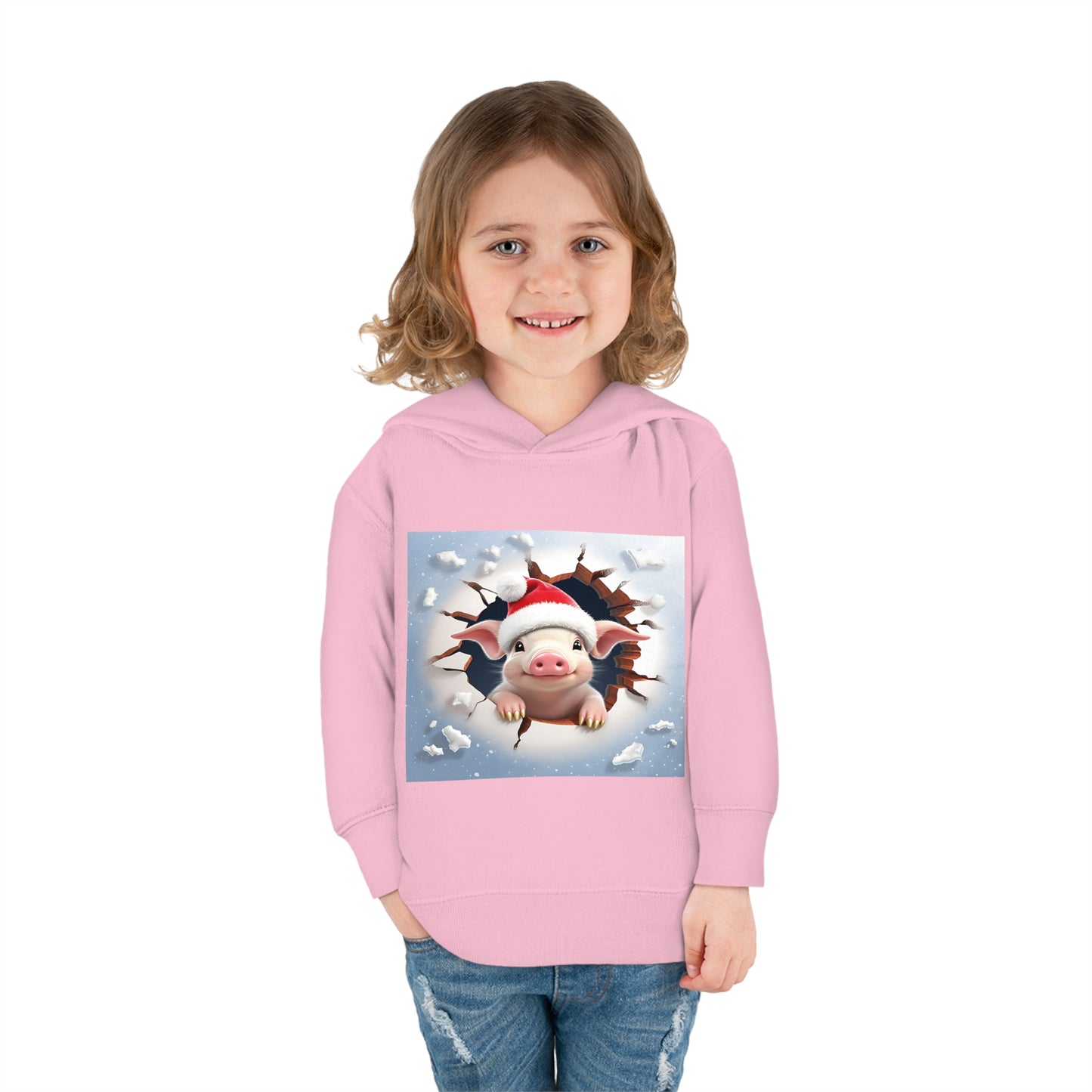 ~Piglet~ 3D Christmas Toddler Pullover Fleece Hoodie by Rabbit Skins